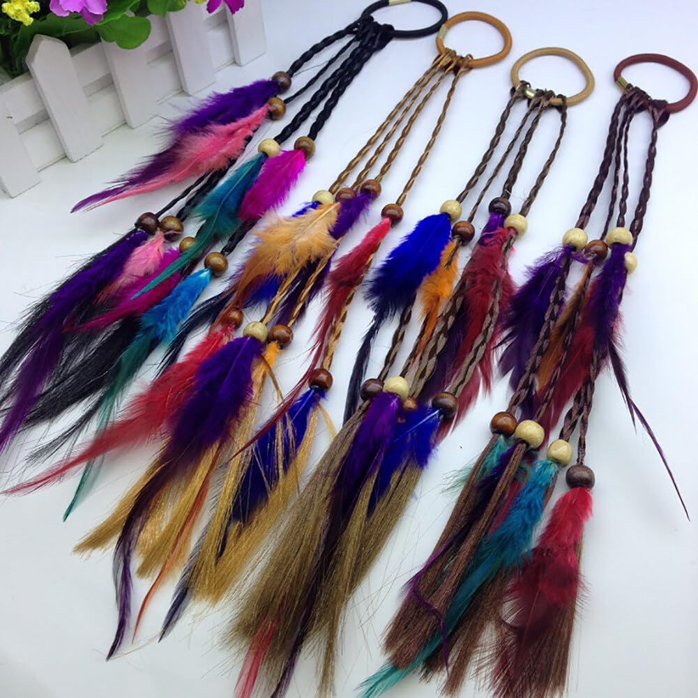 Feather Hair Clips,Zcargel 4PCS Hippie Hair Extensions with Feather Clip Comb Set Hair Extensions Boho Headpiece for Women and Girls