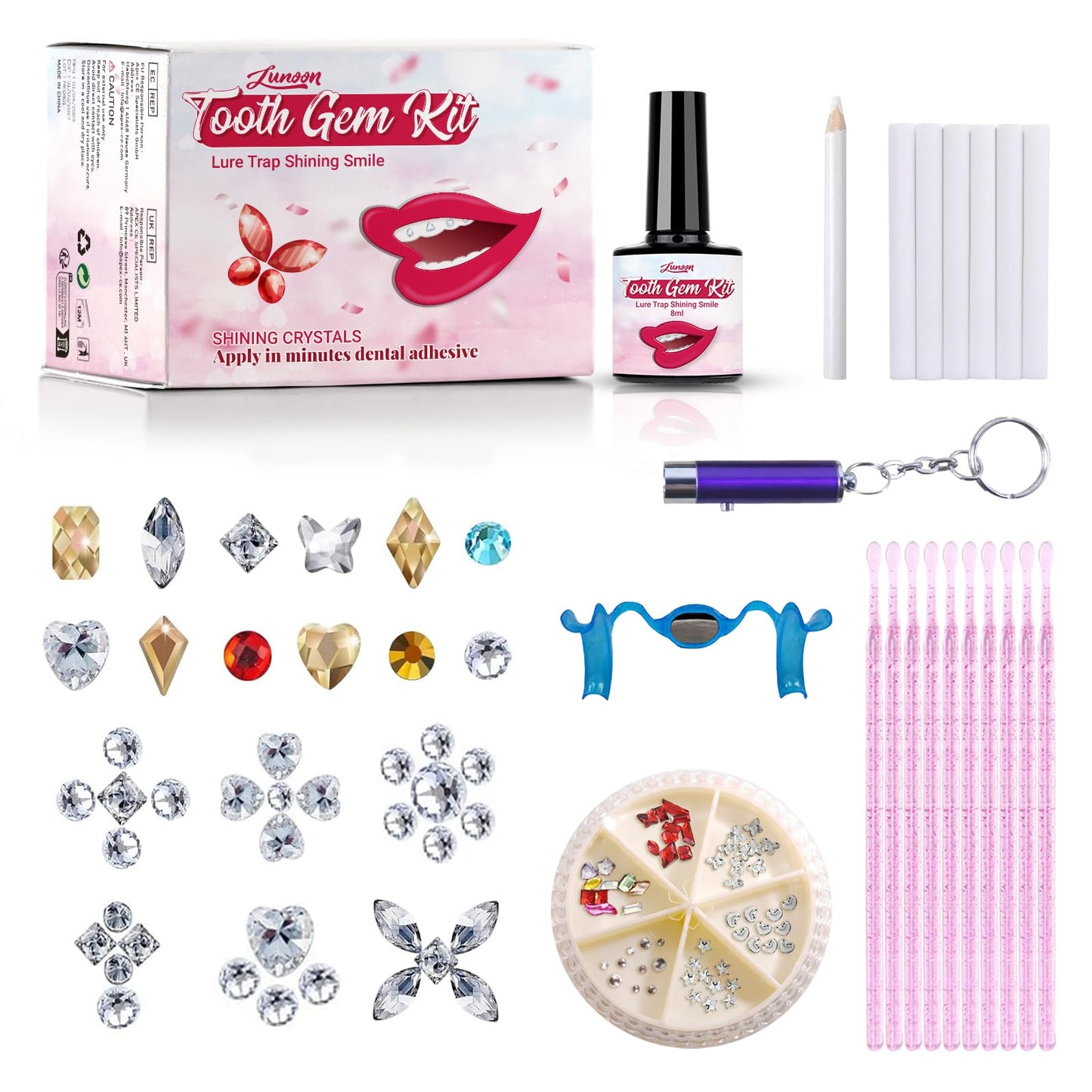 Tpyag Tooth Gem Kit - Professional DIY Dental Jewelry Starter Kit with Sparkling Crystals, Self-Application Fashion Teeth Gems for Women & Men
