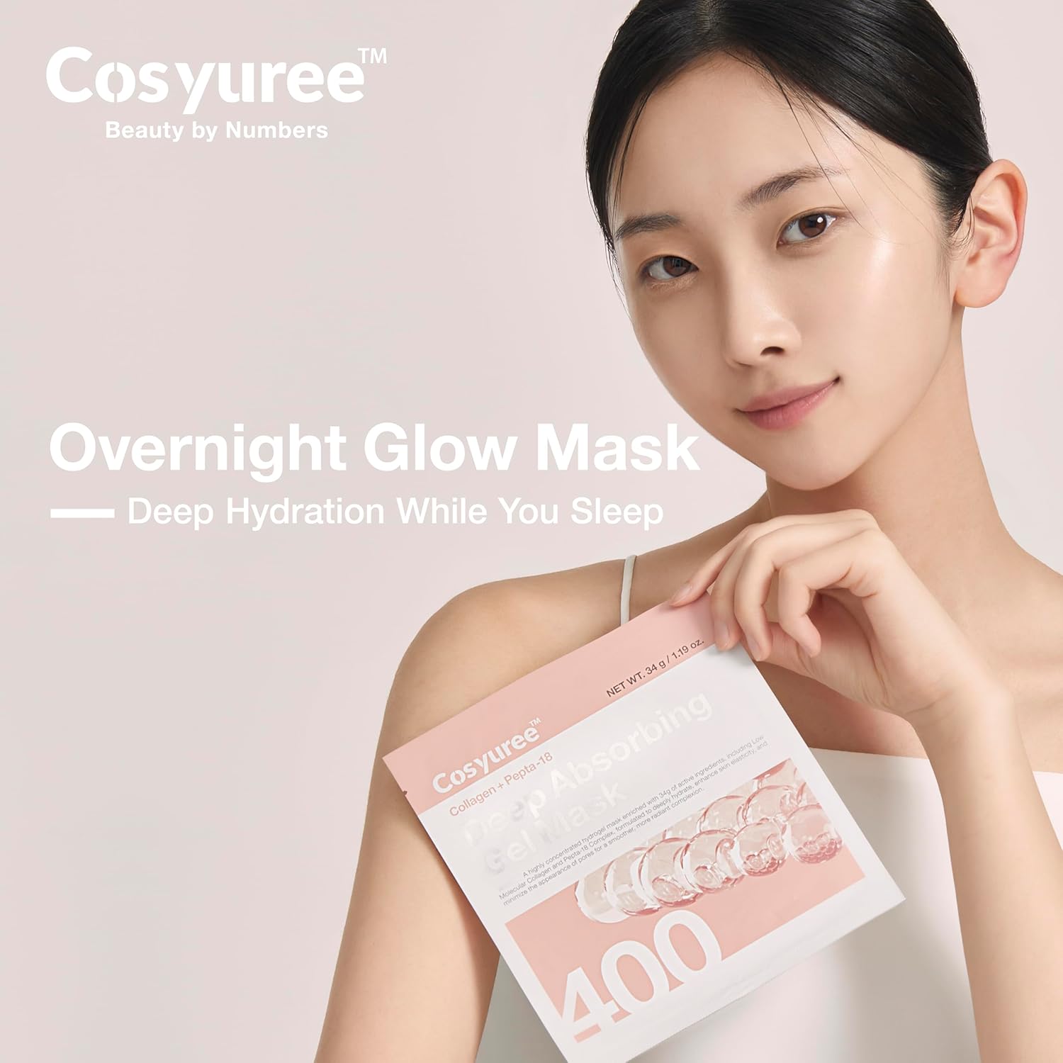 Hydrating Korean Collagen Hydrogel Mask - Deep Absorption Overnight Treatment for Glass Skin (34g x 5)