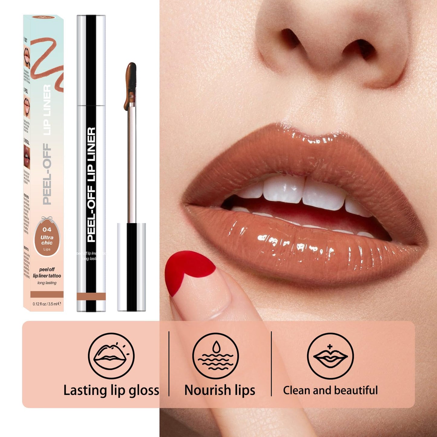 Lip Stain - Peel Off Lip Stain, Lip liner Stain Long Lasting Waterproof with Tweezer, Natural Lip stain Peel Off, Easy to Use, Transfer-proof, Smudge-proof, Stay All Day, Mauve