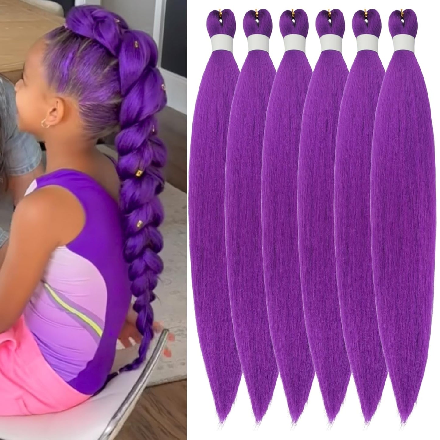Ash Brown Pre-Stretched Knotless Braiding Hair Extensions - 6 Packs Synthetic Box Braids