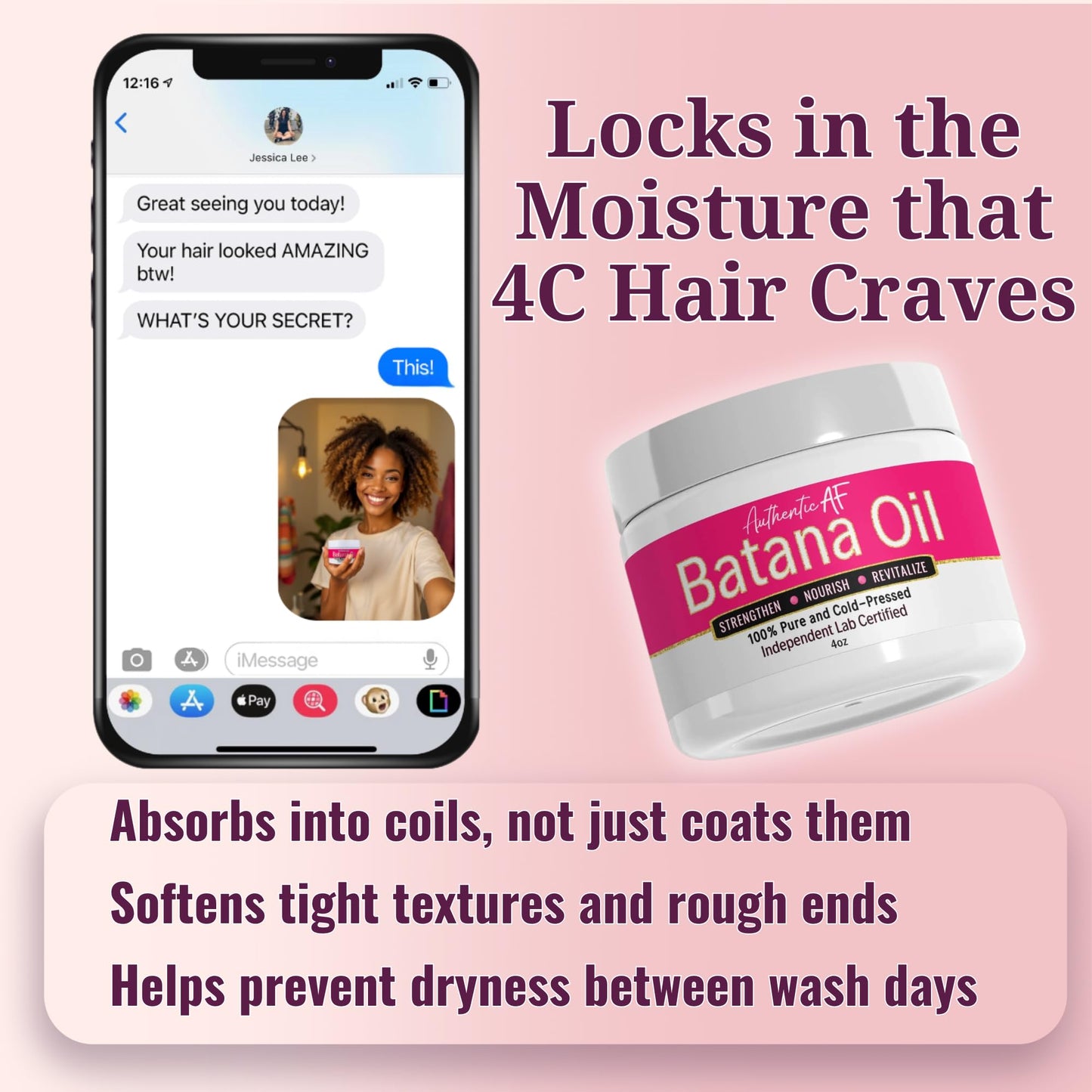 LIV Authentic 100% Raw Batana Oil for Hair Growth - Pure Moisturizing from Honduras, Repairs Split Ends, Strengthens Roots, Botana Aceite De Pure
