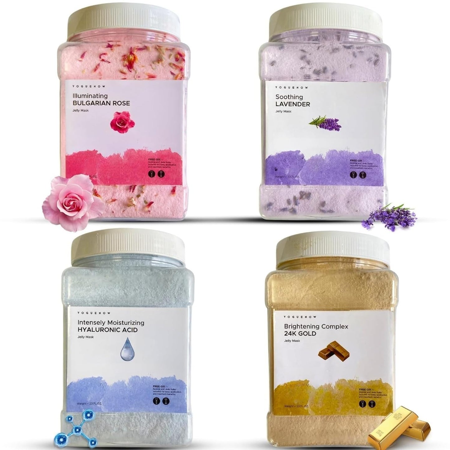 Bulgarian Rose Hydrating Jelly Face Mask - Brightening & Nourishing with Free Jade Roller | 23 Oz Professional Vajacial Mask