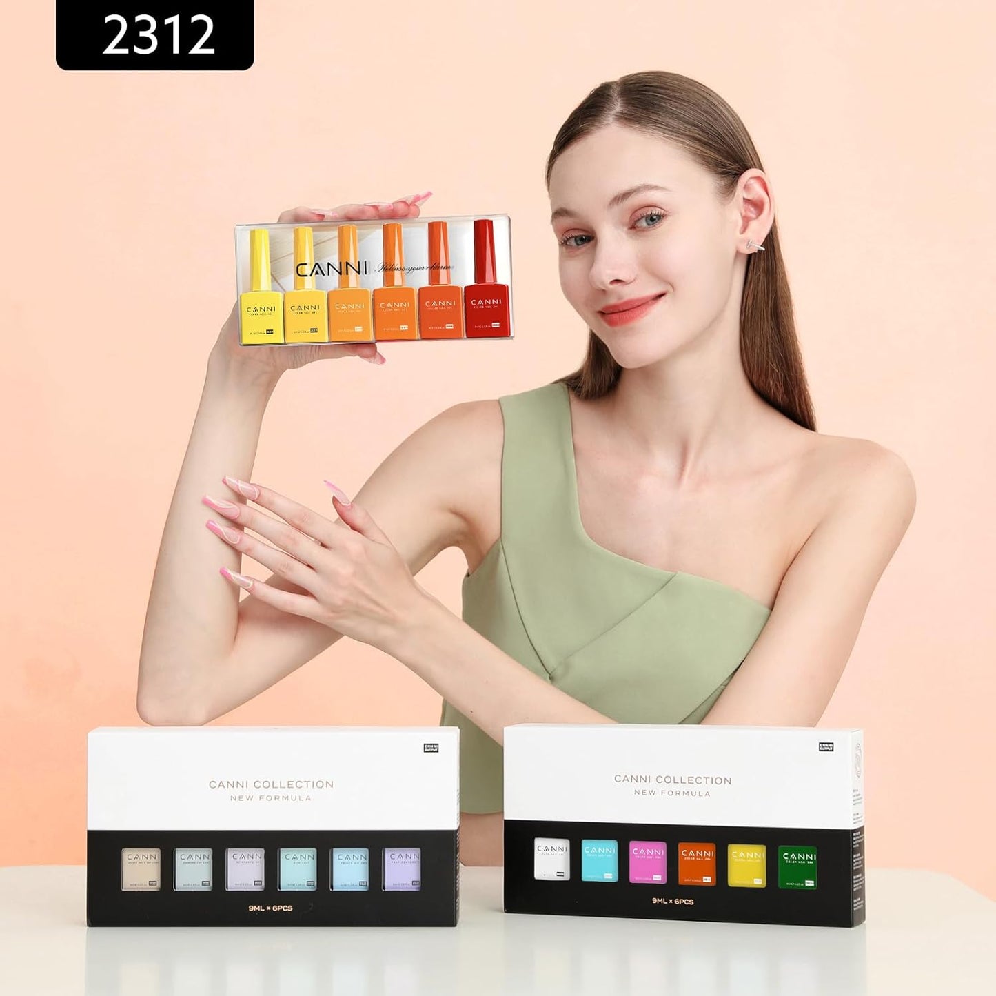 Jelly Nude Pink Gel Nail Polish Set - 6 Pcs Soak Off LED Gel Manicure Kit