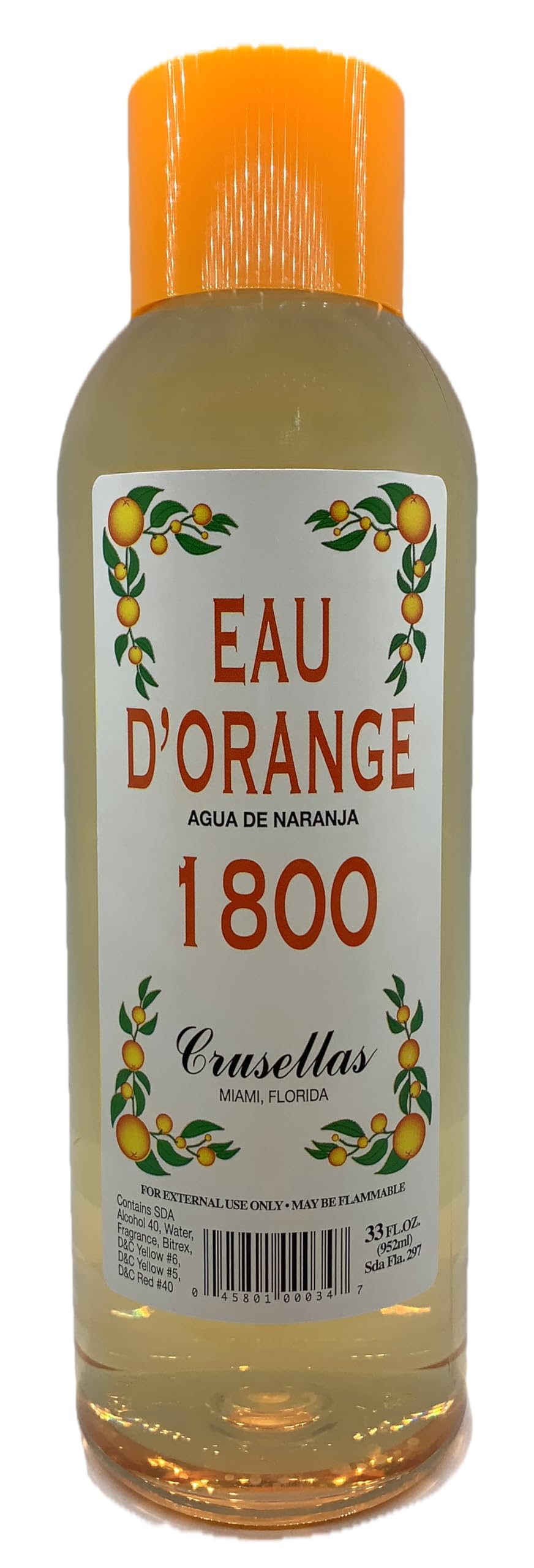 Crusellas Legitima Agua de Kolonia 1800 Orange (Naranja) Splash Cologne (33 Fl. Oz.)