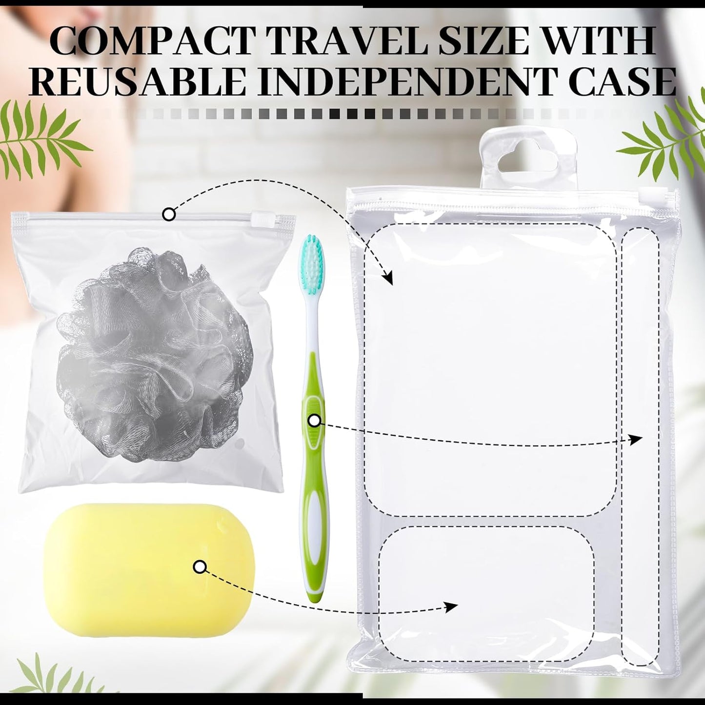 Travel Size Loofah Set - 12 Individually Wrapped Mini Bath Sponges with Case (Black, 25g)
