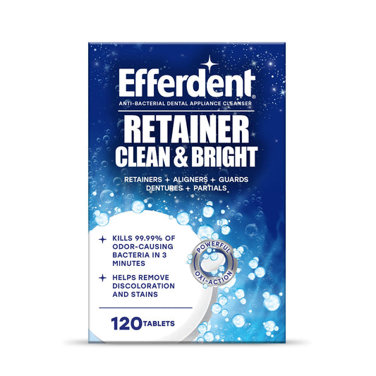Efferdent Retainer Clean & Bright – Retainer Cleaner Tablets, 120 Count – for Retainers, Mouth Guard, Night Guard, Dentures