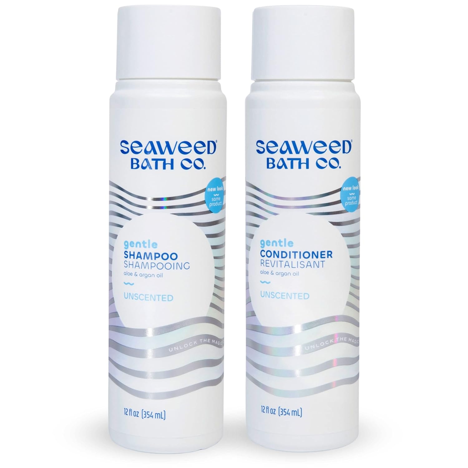 Gentle Shampoo & Conditioner Set - Unscented Hair Care with Hyaluronic Acid & Argan Oil for Sensitive Scalps - 12 oz (Pack of 2)