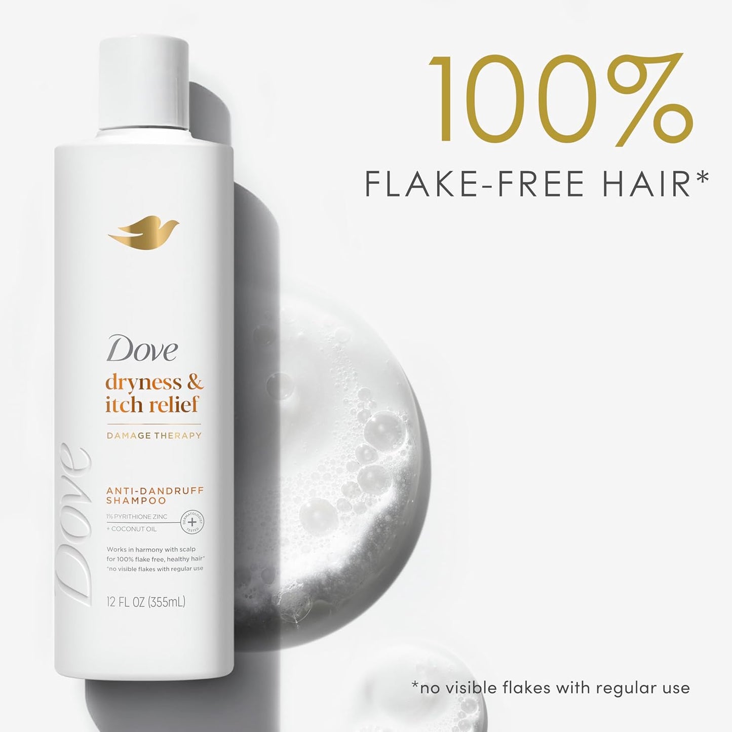 Anti-Dandruff Shampoo for Dryness & Itch Relief - Dove Dermacare Scalp, 3 Bottles (12 FL OZ Each)