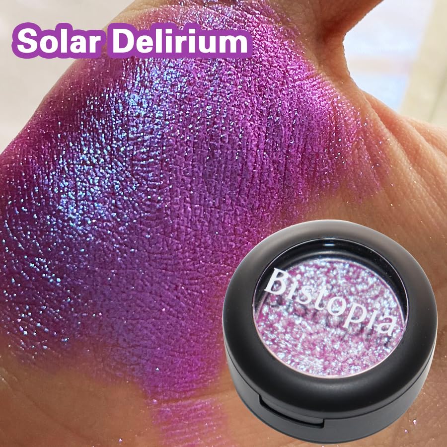 Bistopia Glitter Eyeshadow Collection, 14 Shades, Shimmer Pressed Powder, Metallic and Iridescent Colors (Solar Delirium)