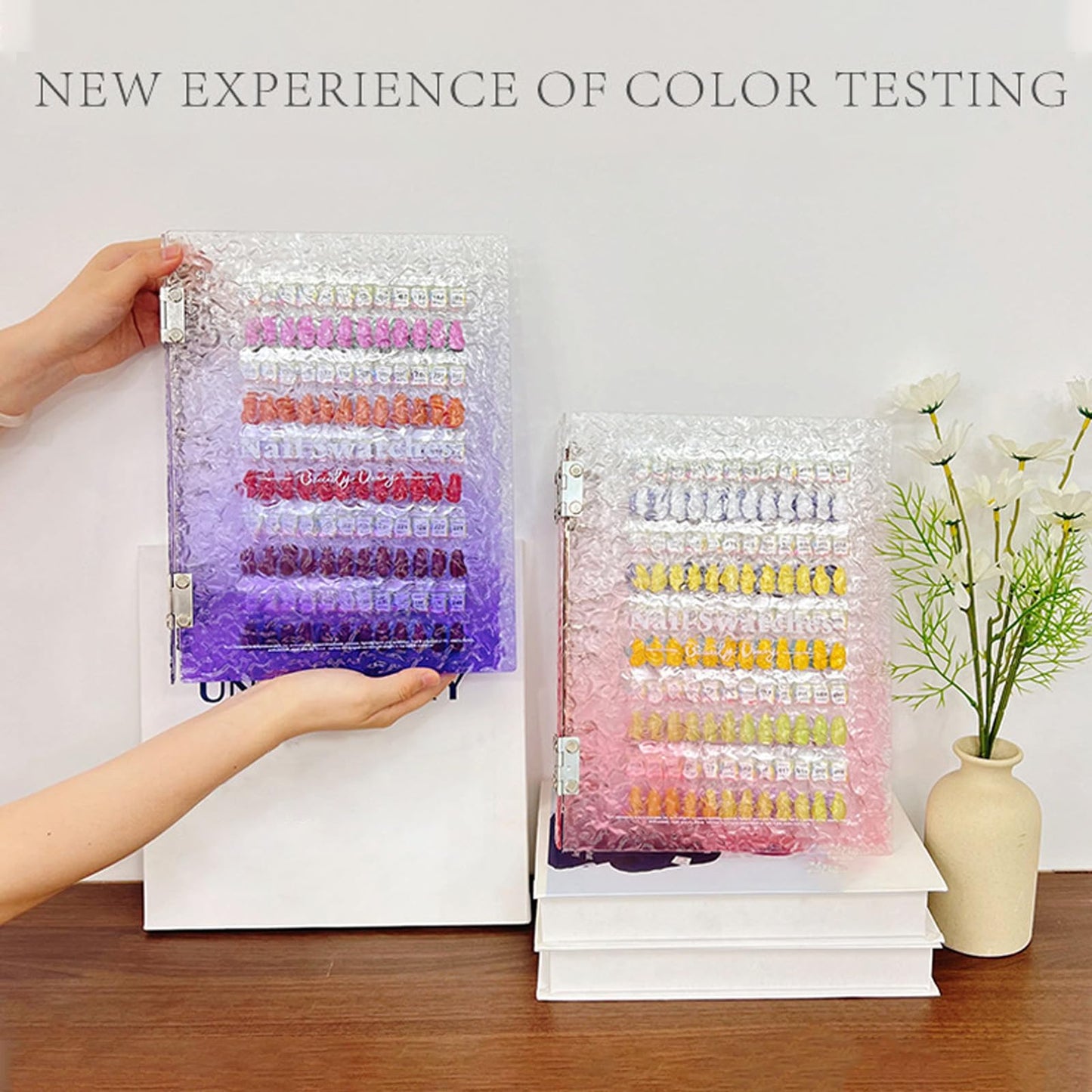 Magnetic Nail Swatches Book, Nail Swatches Book, Professional Nails Art Salon Design Display Booklet for Manicurist, No Need Pasting and Glue (White,180 Colors)