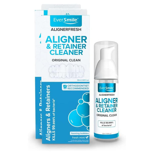 EverSmile AlignerFresh Original Clean Foam – Cleaner Compatible w/Invisalign and All Clear Aligners & Retainers – Eliminates Bacteria, Whitens Teeth, Fights Bad Breath – 50ml (2 Pack)