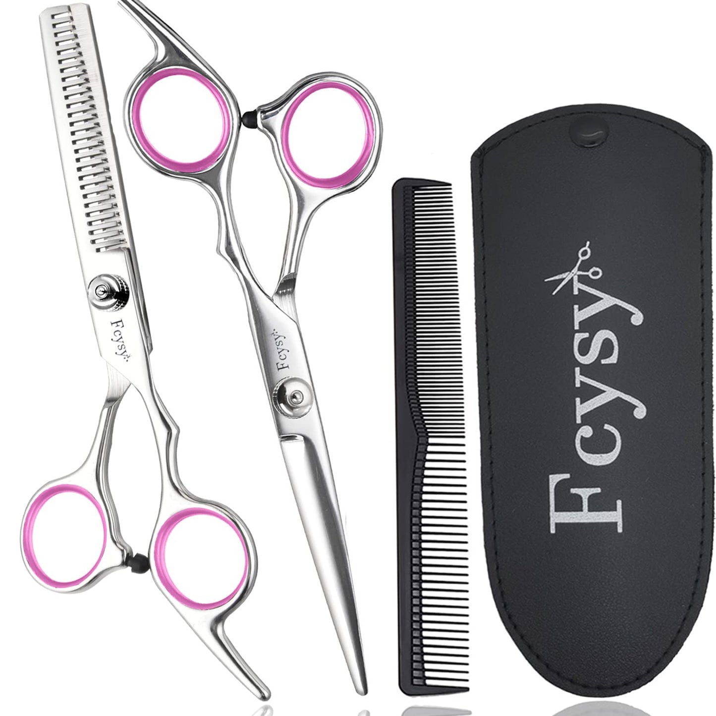 Hair Scissors Blending Shears Set, Fcysy Barber Shears Thinning Shears Kit, Hair Cut Set Professional Salon Haircutting Tools Hairdresser Scissors of Hairdressing Accessories