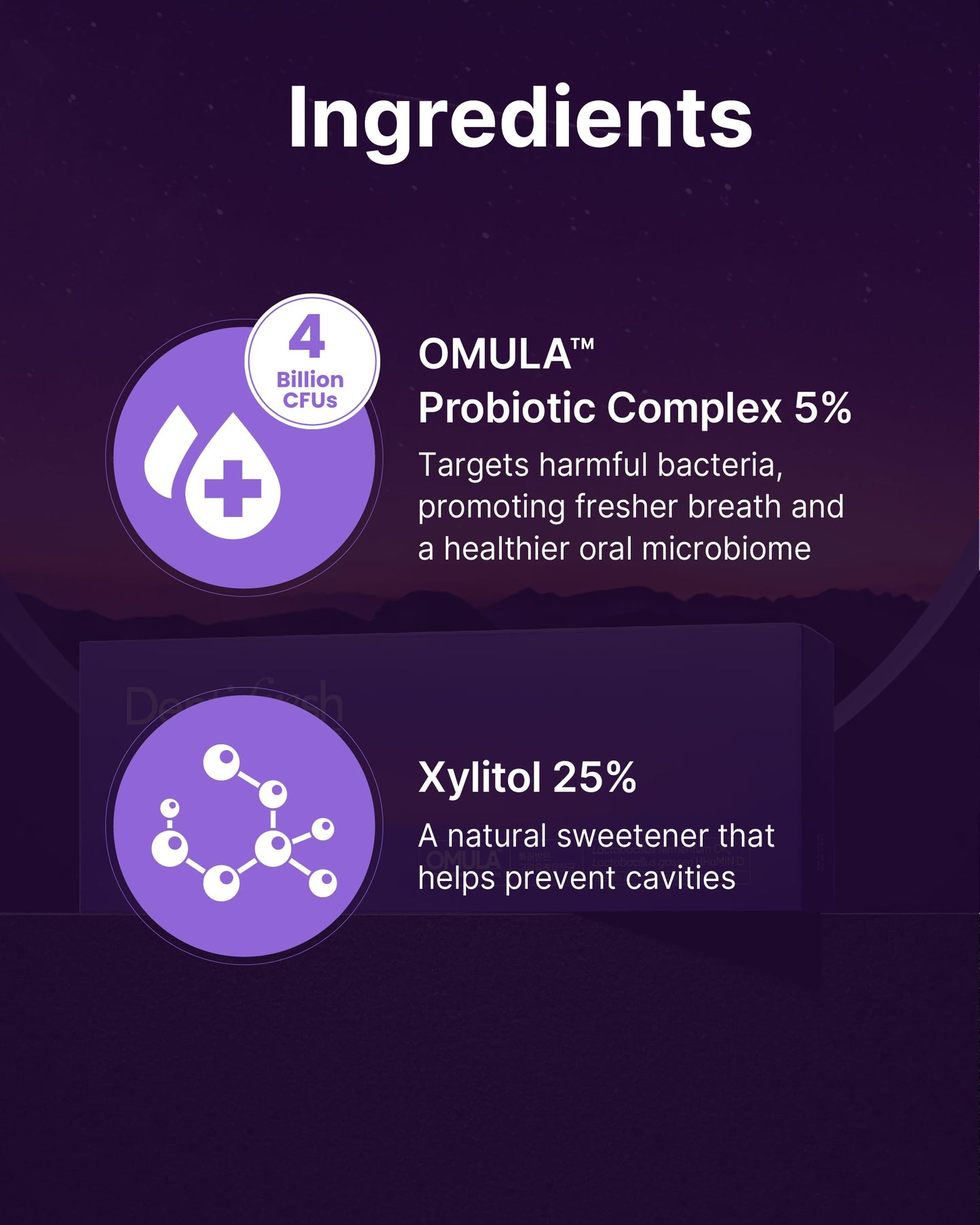 K-Nutra Dentifresh Xylitol Tabs Purple (24g, 30 Tablets) Holiday Gifts 4 Billion CFU, Sugar-Free Oral Probiotics for Teeth & Mouth, Bad Breath Gums, Safe for Bedtime, Mild Grape Flavor with OMULA