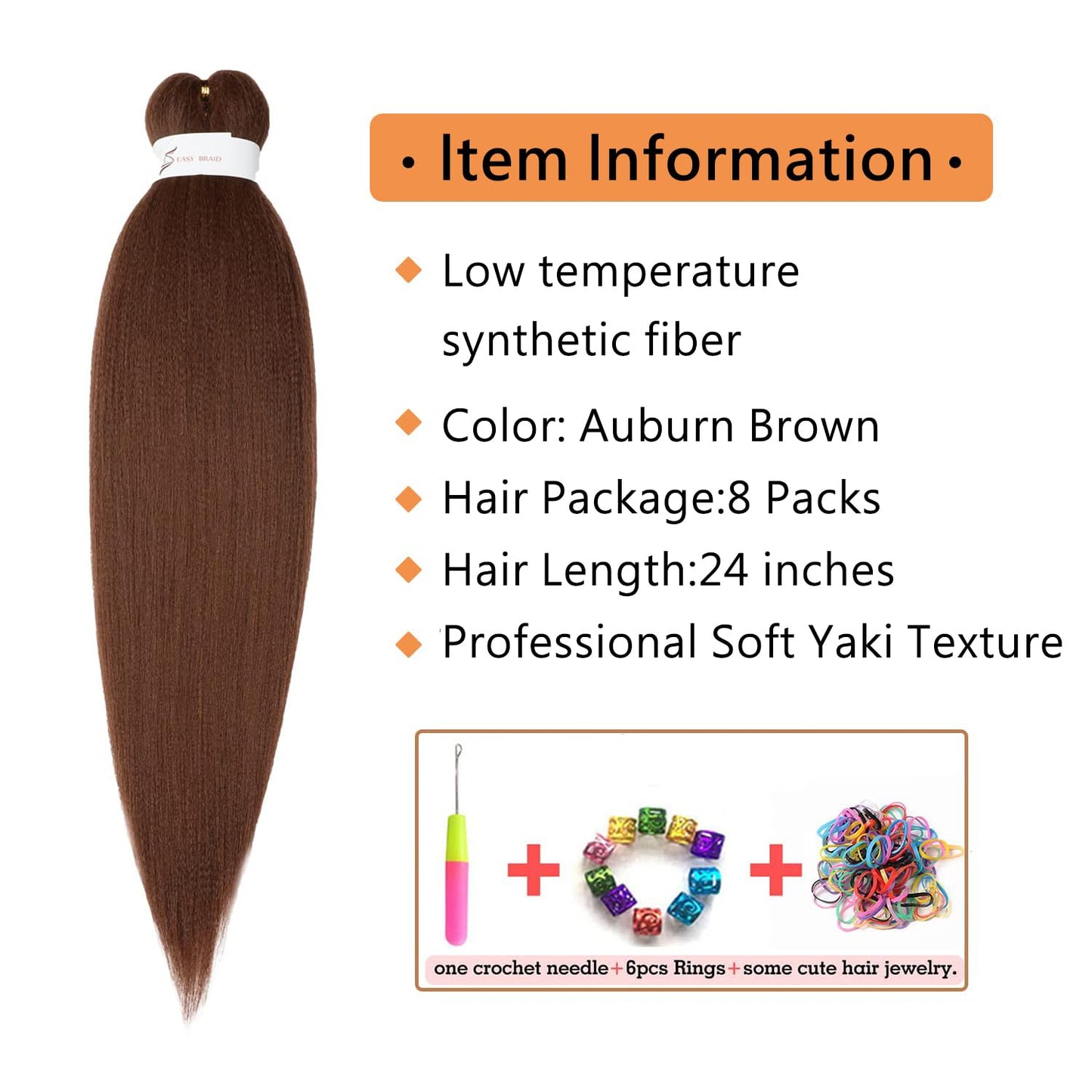 8 Packs 20-Inch Ombre Pre-Stretched Braiding Hair - Soft Yaki Texture Extensions