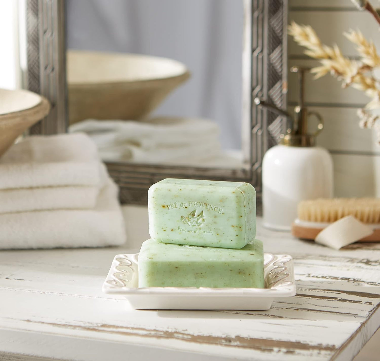 Pre de Provence Starflower Soap Bar - Organic Shea Butter, Quad Milled, 8.8 oz Natural French Skincare