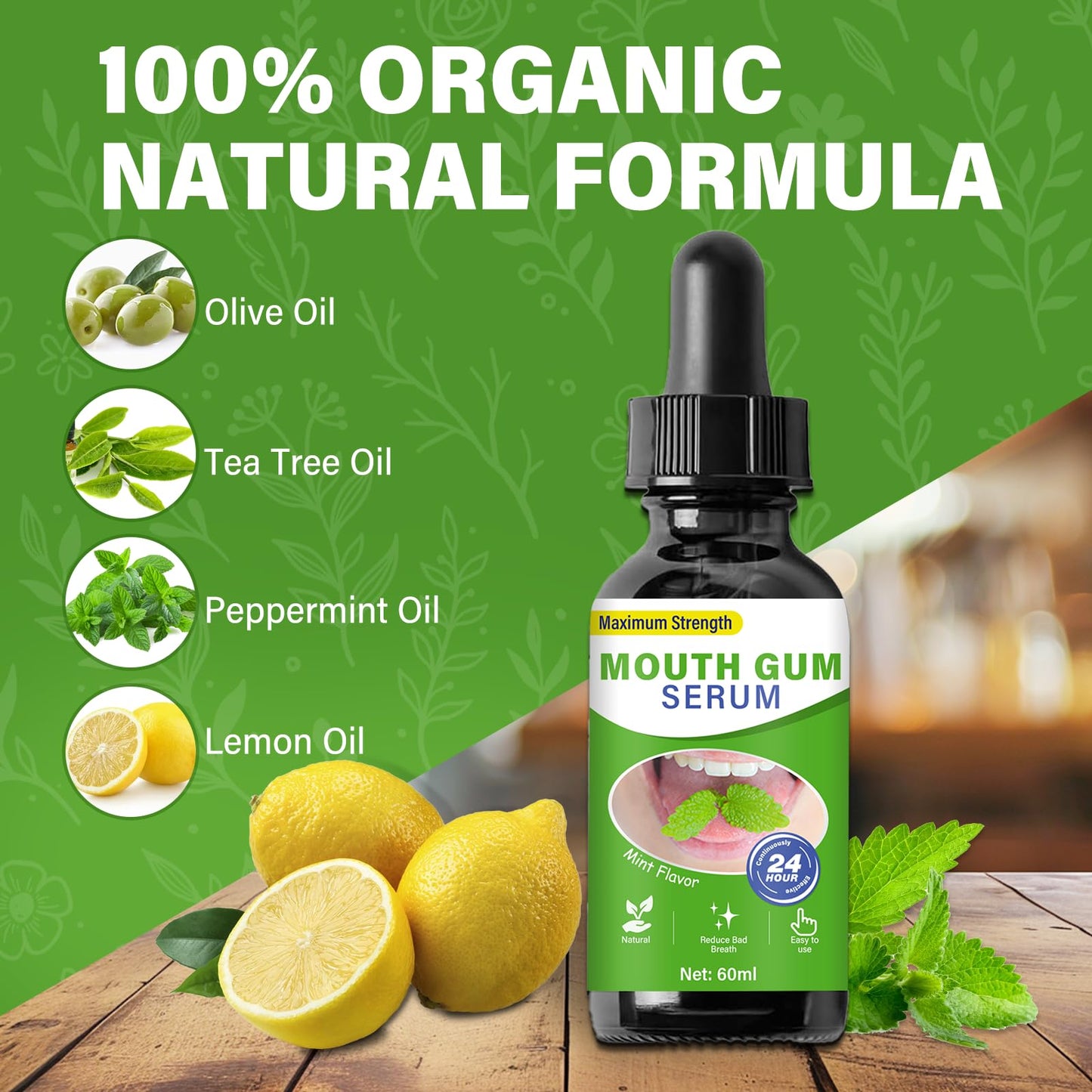 Gum Restore Drops, Gum Repair Regrowth, Gum Regrowth Treatment, for Bad Breath, Good Oral Health, Natural & Alcohol Free, Mint
