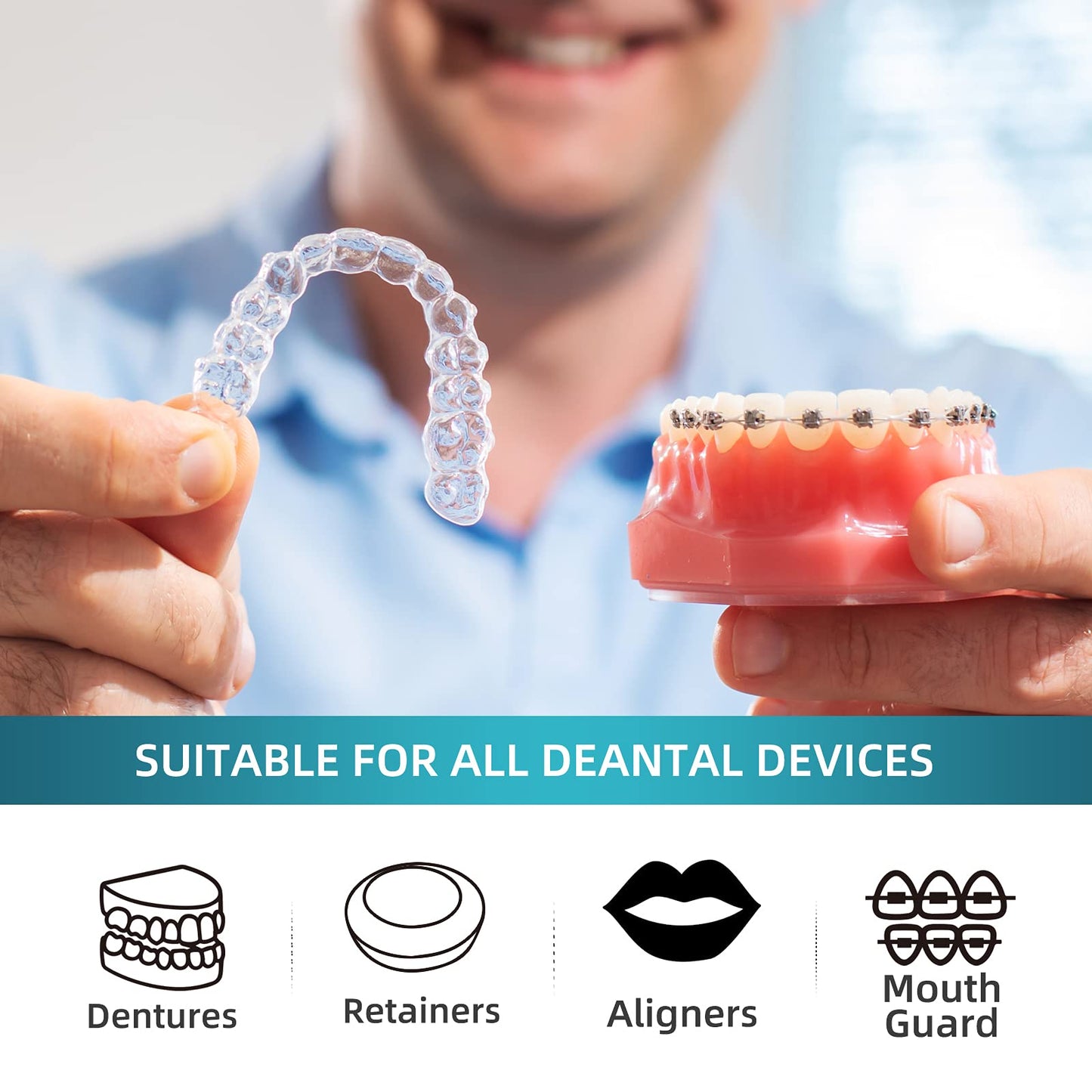 Retainer Cleaner Tablets Invisalign Cleaner Denture Cleaning Tablets,Remove Stains Away,3 Month Nature Supply - Use for Invisible Clear Aligner,Partials Full Dentures,Night Guard,Mouthguard by Y-Kelin
