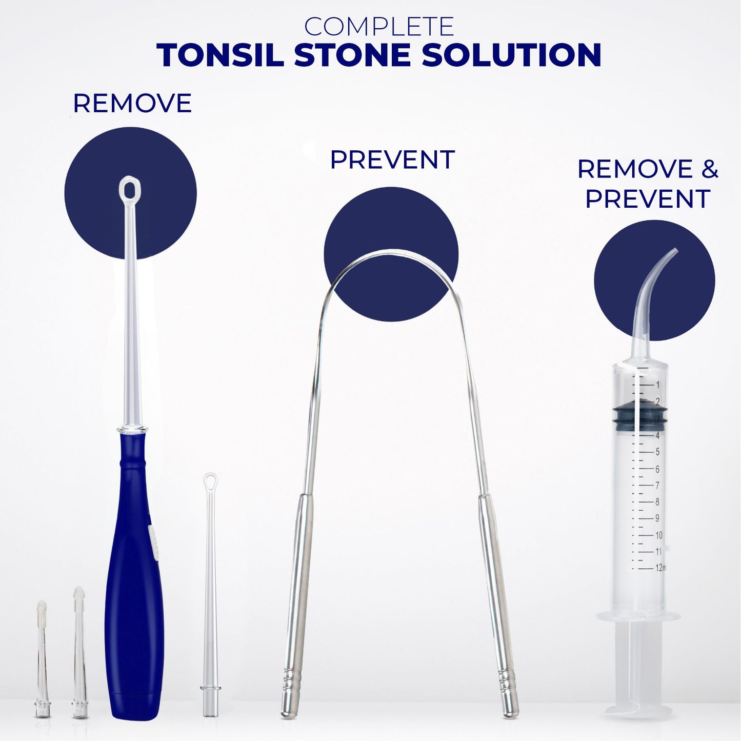 ORAVIX Tonsil Stone Remover - Tonsil Stone Removal Kit - Tonsillolith Remover Tool - Tonsil Cleaner - Fight Bad Breath - Tonsil Stone Removal Tool - Oral Irrigator - Tongue Scraper - 7 Pieces