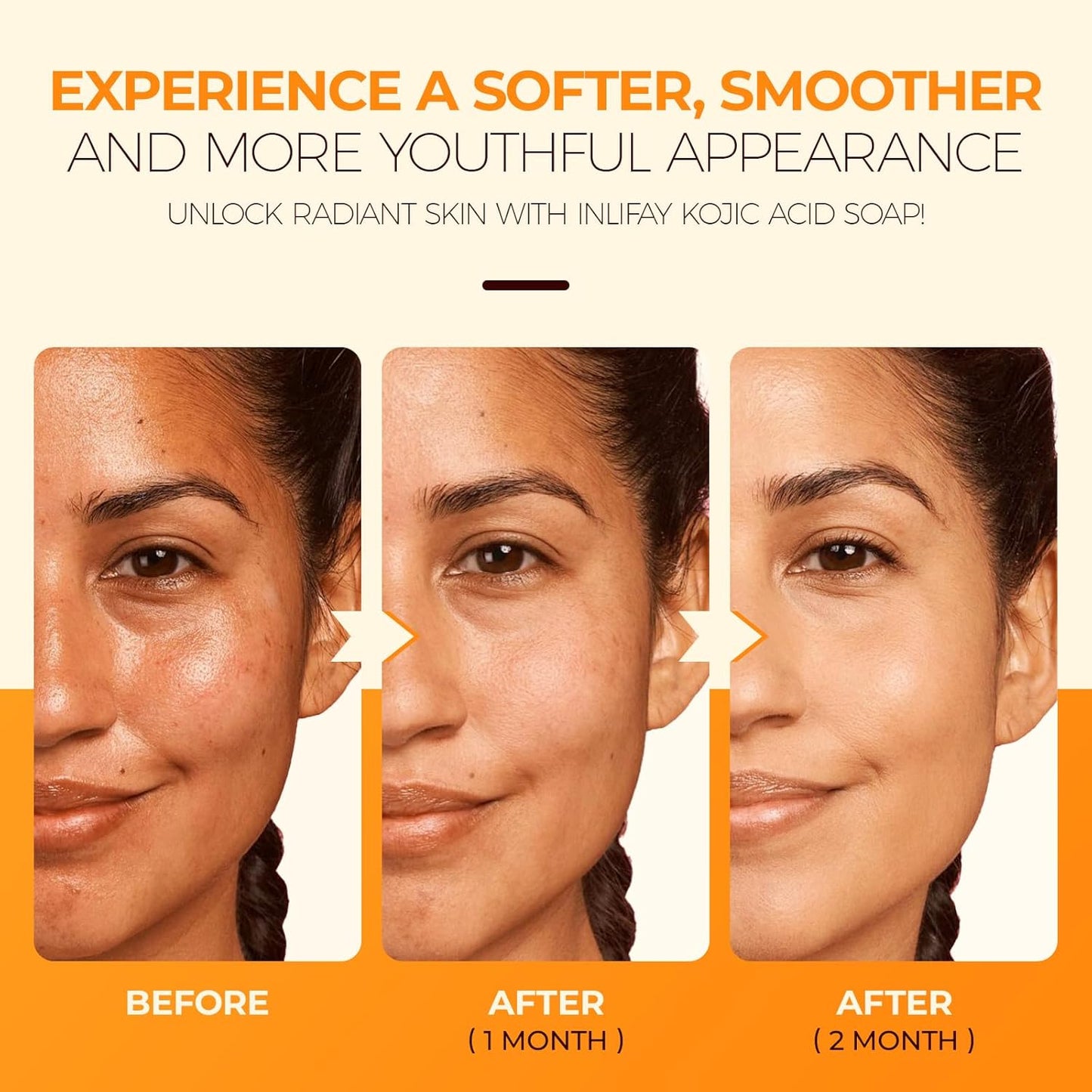 Inlifay Kojic Acid Soap Bar: Dark Spot Remover with Turmeric - Skin Cleasing for Women with Hyperpigmentation - Home Travel Use with African Net Sponge in Summer