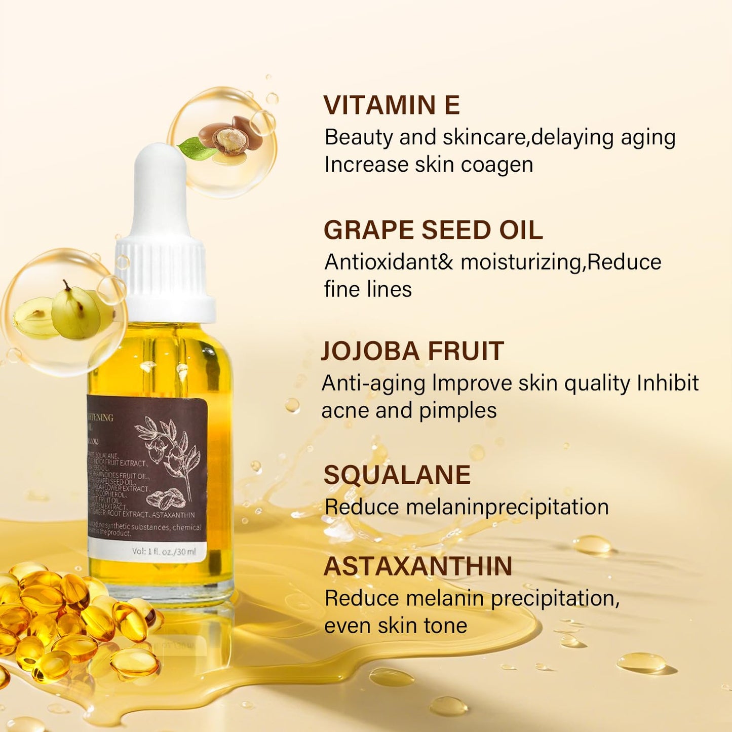 Vitamin E Oil 80,000 IU with Bakuchiol for Wrinkles & Scars - 30ml Natural Skin Moisturizer