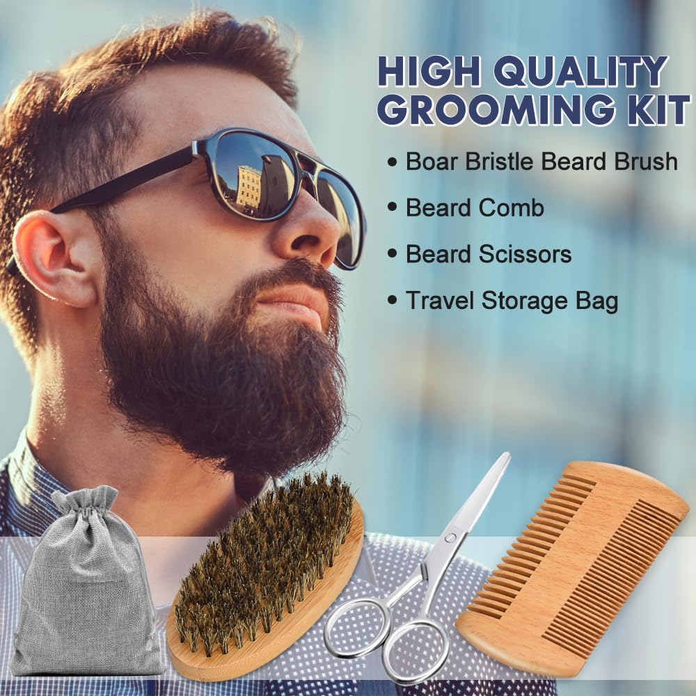 Beard Care Kit for Men - Nourishing Grooming Set with Vitamin Spray, Oil, Balm, Wash & Accessories - Perfect Gift for Dad, Husband, or Boyfriend
