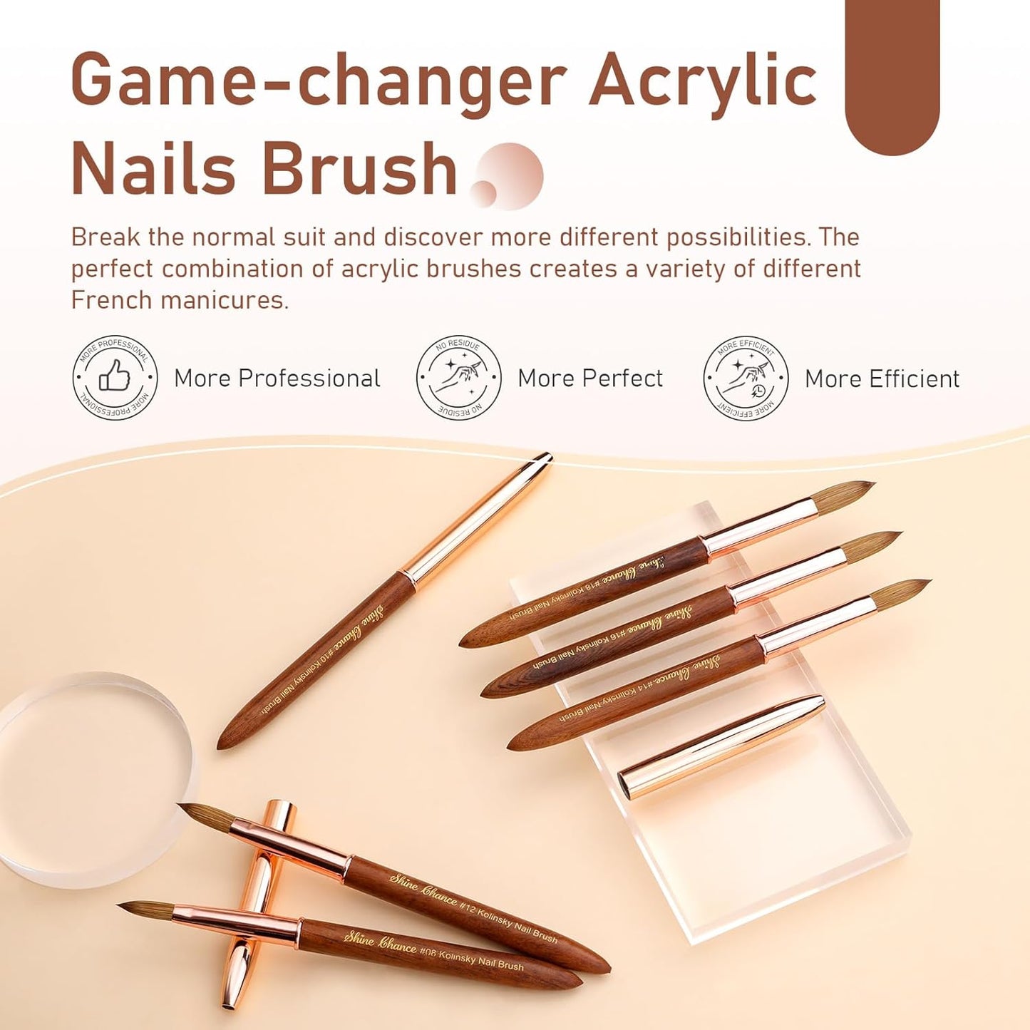 Professional Acrylic Nail Art Brush - Size 16 Kolinsky Hair Oval for DIY Salon