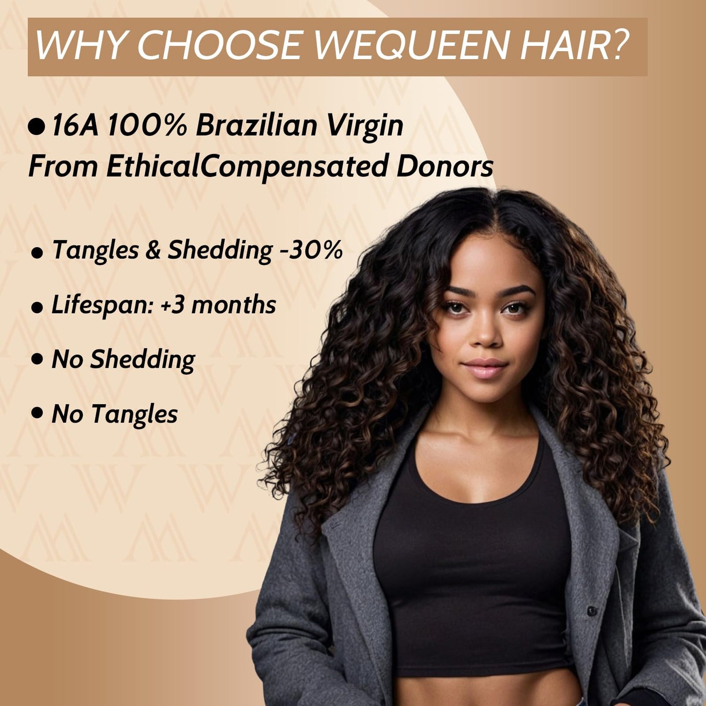 Wequeen 16A Burmese Curly Human Hair Bundles 14 16 18 Inch 100% Unprocessed Brazilian Virgin Hair Quick Weave Bundles Human Hair Extensions Real Human Hair, Natural Black
