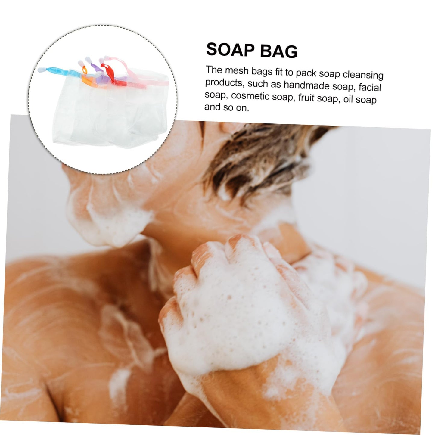 FOMIYES 10pcs Soap Foaming Net Exfoliating Pouch for Bar Soap Drawstring Mesh Bag for Face Body Cleansing Random Style