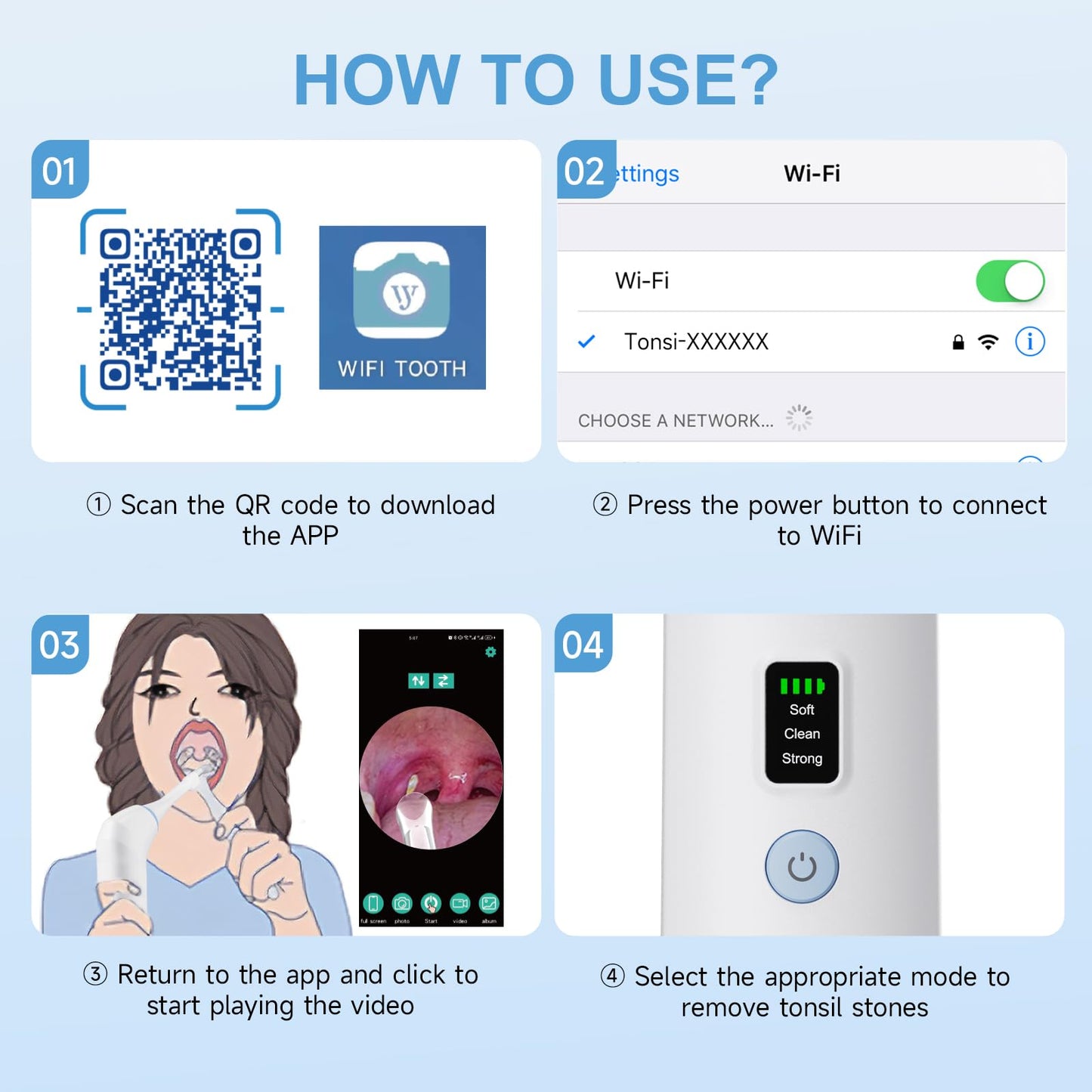 Electronic Tonsil Stone Remover with Camera, Tonsil Stone Removal Kit, 3 Suction Levels, Tonsil Stone Vacuum, Oral Care for Mouth Health, USB Rechargeable