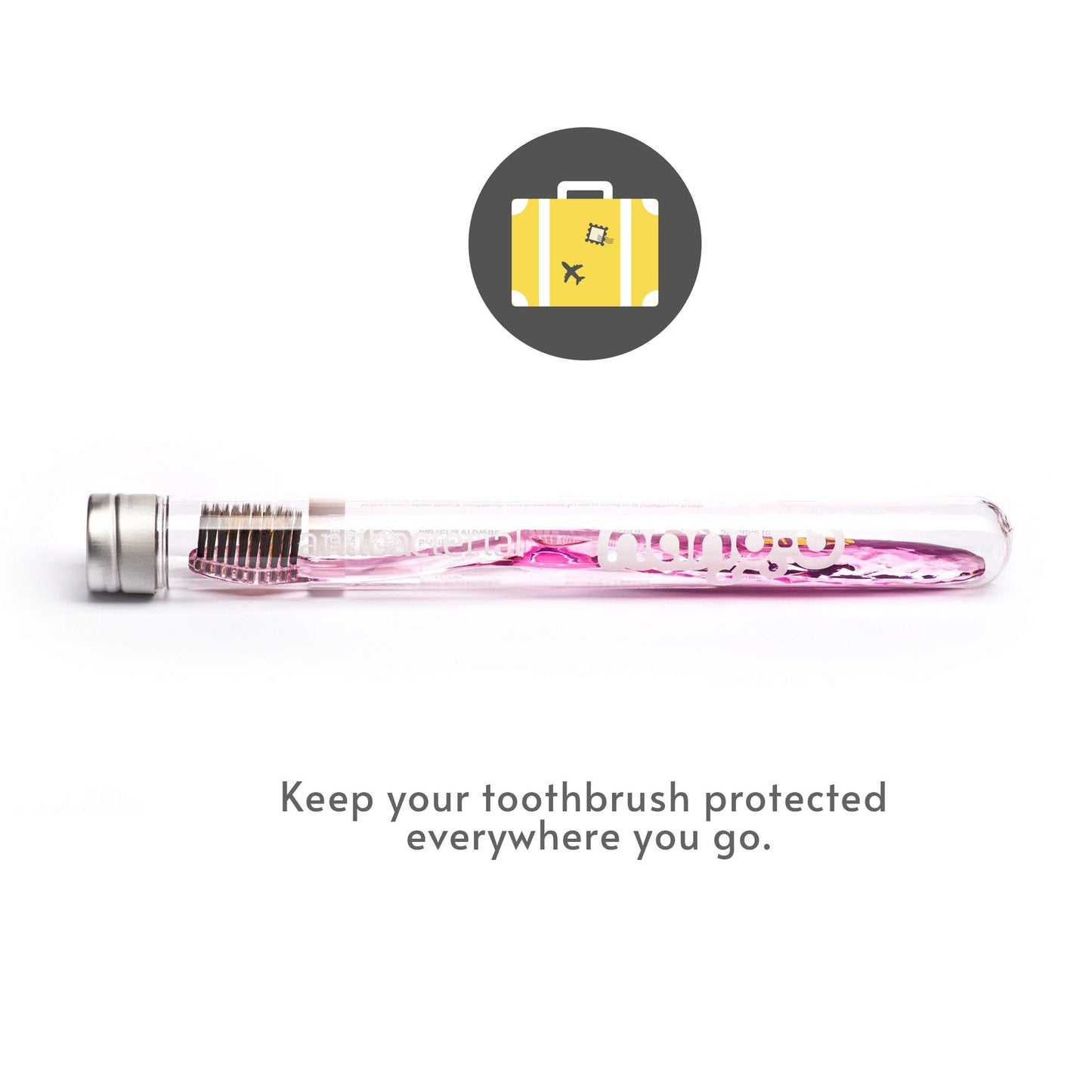 Nano-b Manual Toothbrush for Adults with Sensitive Gums, Gold & Charcoal Soft/Medium Bristles, Travel Case, Pink