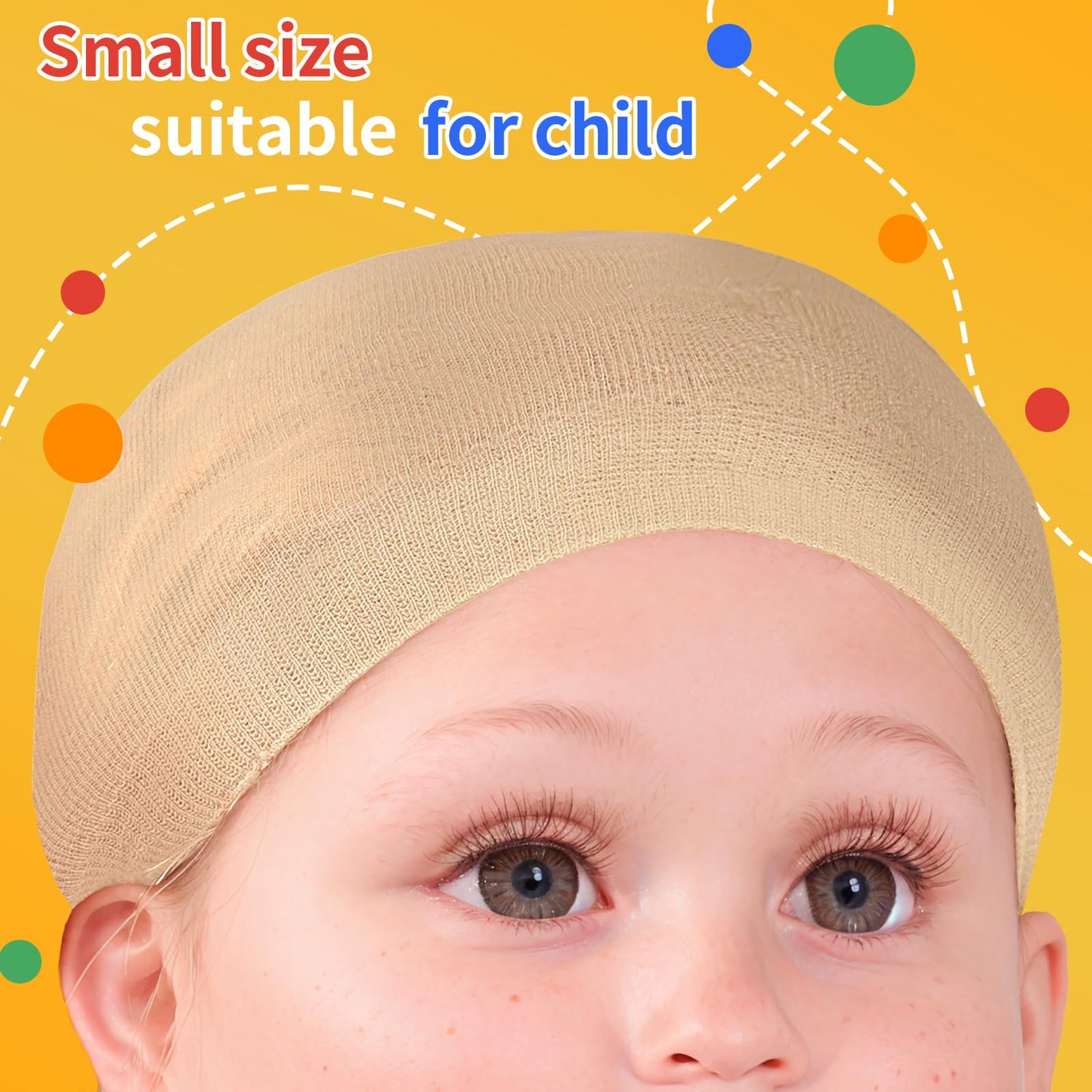 Fandamei Wig Cap, 4PCS Wig Cap for Kids Light Brown. Stretchy Stocking Caps for Wigs, Natural for Halloween, Cosplay.