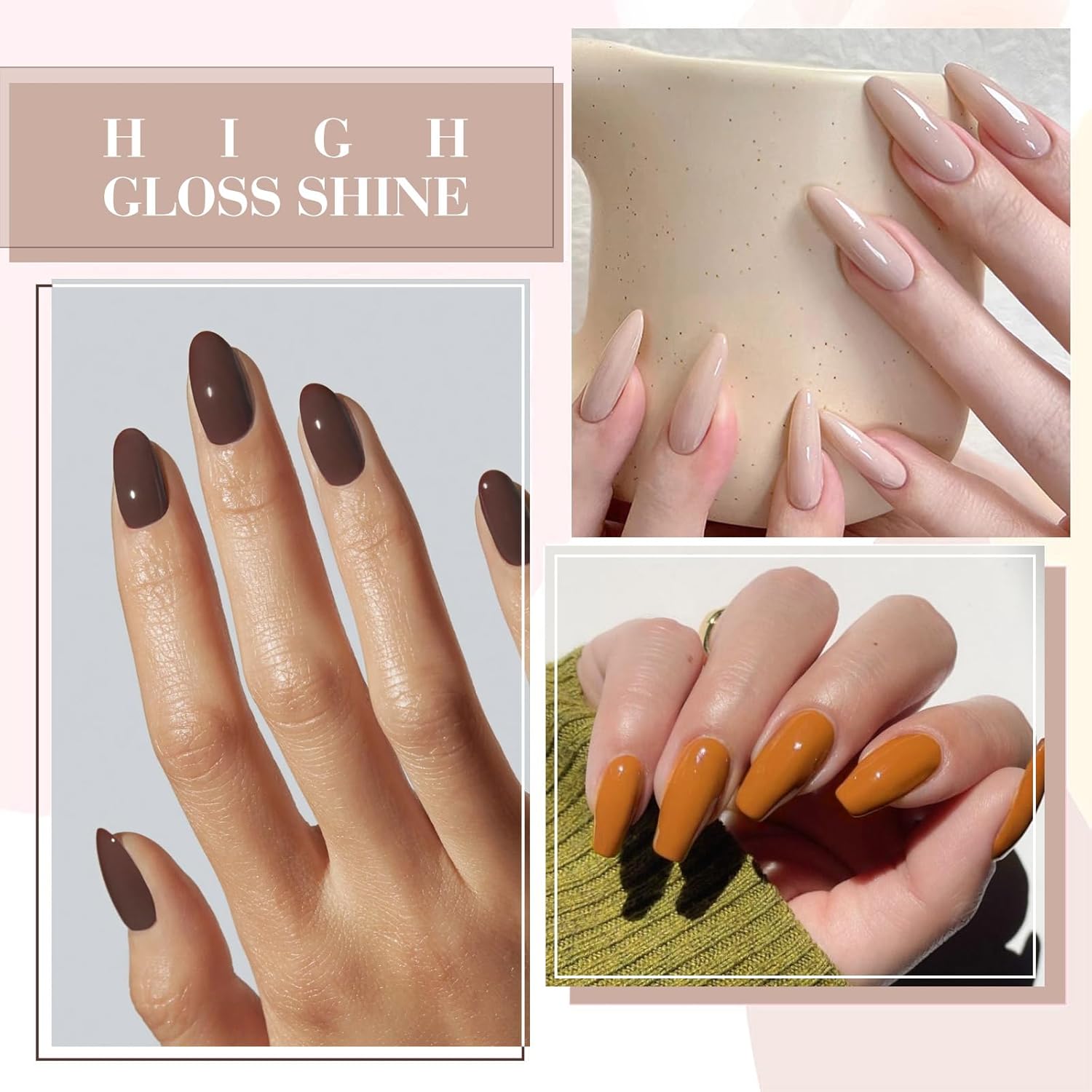 Jelly Nude Pink Gel Nail Polish Set - 6 Pcs Soak Off LED Gel Manicure Kit