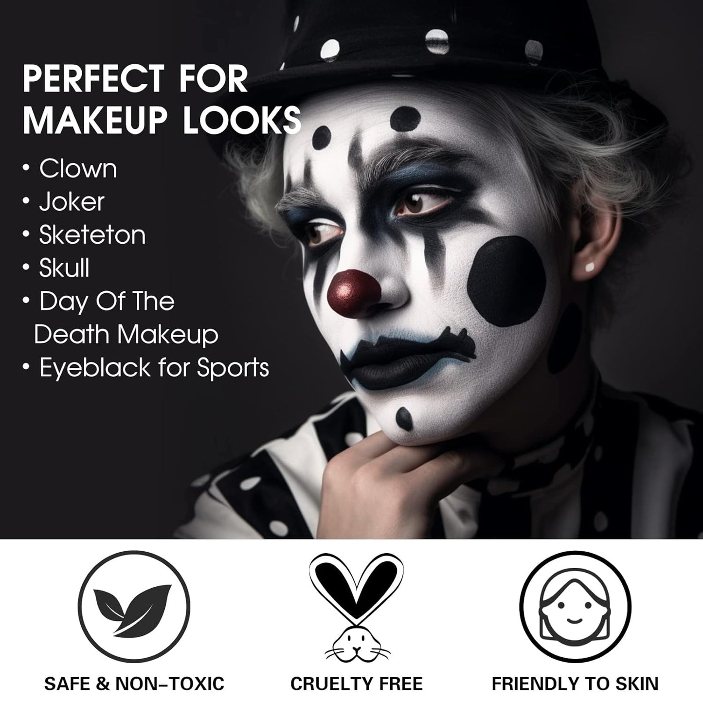 Red White Blue Face Paint Stick Kit - Eye Black for Football, Baseball & Halloween