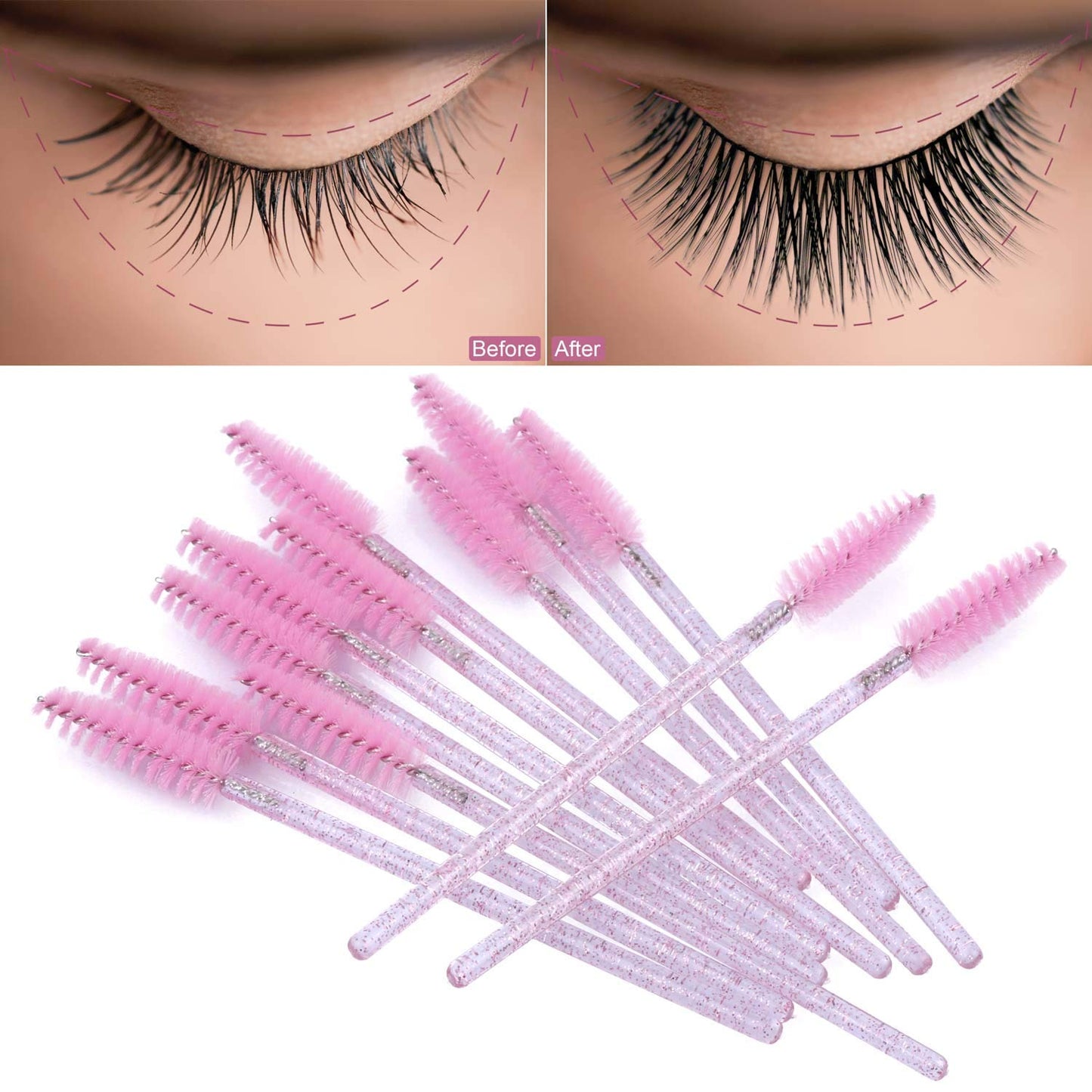 Disposable Mascara Wands - 1000 Colorful Eyelash Brushes & Spoolies for Extensions