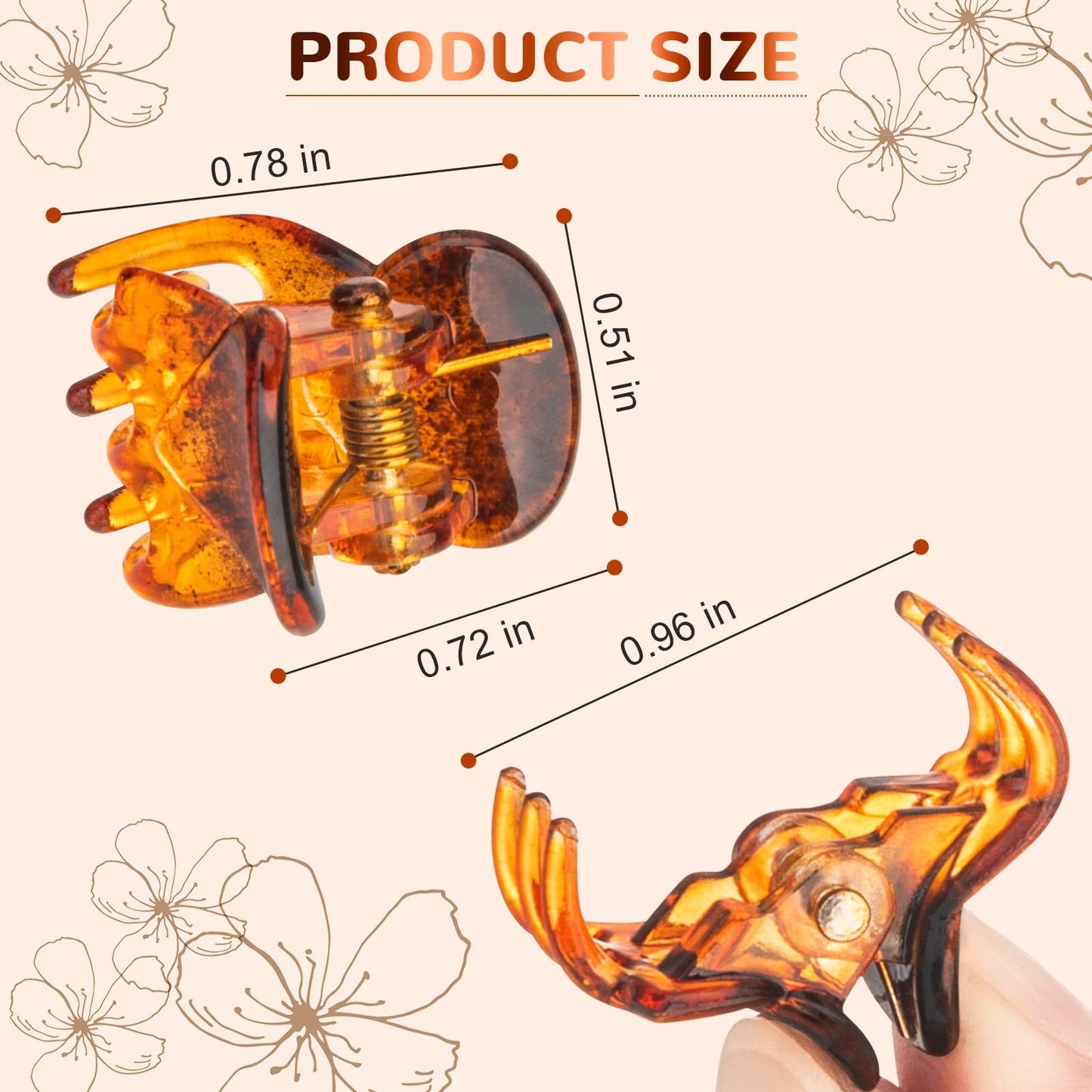 Mini Hair Claw Clips - Stylish gril/women/baby Hair Claw Clips | Stays In Place Without Pulling or Snagging,Strong Grip, | Durable Plastic, Sturdy - Tortoise & Black & Clear, 48 Pcs