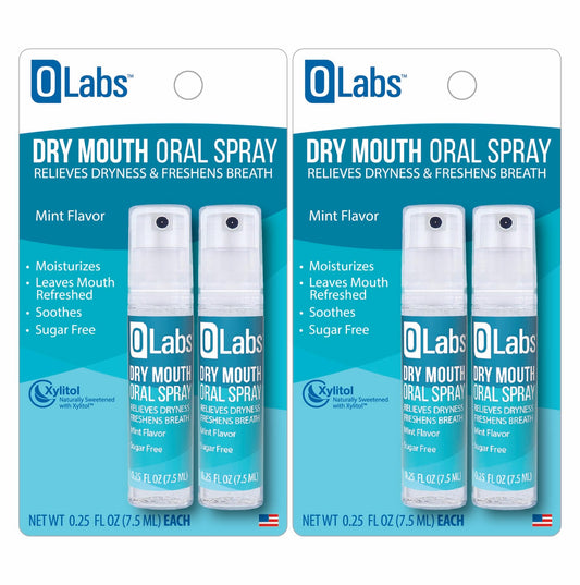Olabs Dry Mouth Spray - Sugar Free, Alcohol Free, Mint Breath Spray with Xylitol, 2 Pack - 4 (0.25 oz) Travel Size Sprays Total