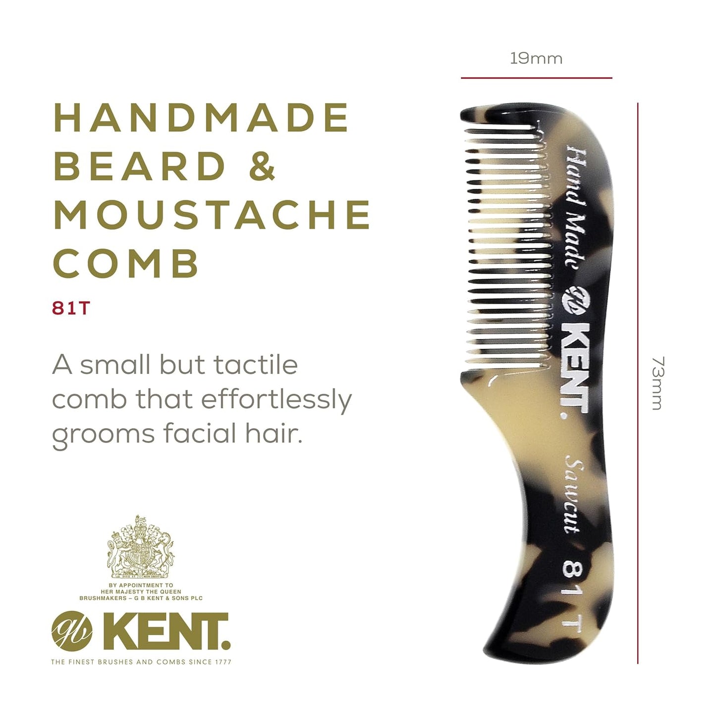 Kent Set Men's Hair Combs - 81T X-Small & 20T Folding Fine Tooth Grooming Kit for Hair, Beard & Mustache - Handmade in England
