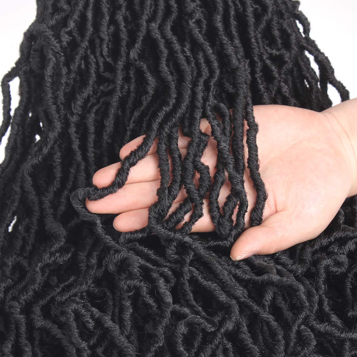 Faux Locs Crochet Hair - 18 Inch Pre-Looped 7 Packs Soft Natural Black Goddess Locs for Women