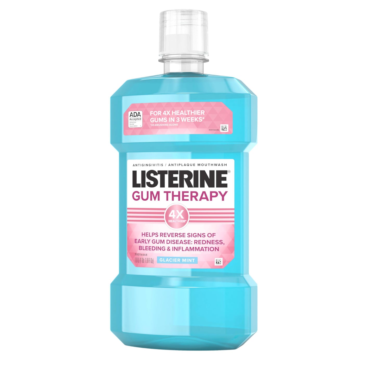 Listerine Gum Therapy Antiplaque & Anti-Gingivitis Mouthwash, ADA Accepted Oral Rinse Helps Reverse Early Gingivitis Signs Like Bleeding Gums, 4X Healthier Gums in 3 Weeks vs Brushing Alone, Mint, 1 L