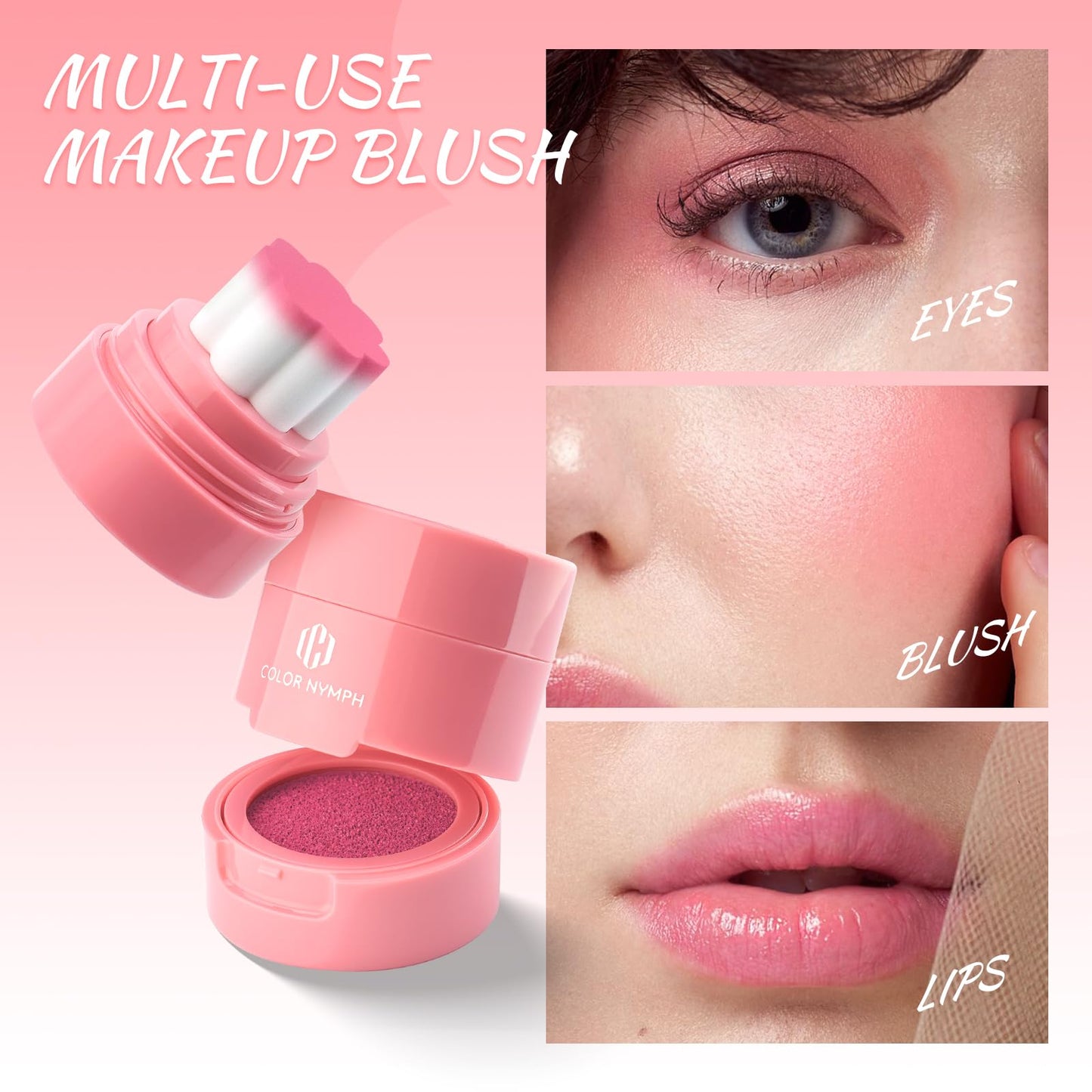 Color Nymph Liquid Stamp Blush, Multi-Use Face Blusher丨Makeup Blush for Eyes, Lips & Cheeks, Hydrating, Buildable & Long-lasting Formula, Vegan & Cruelty-free (Misty Rose)