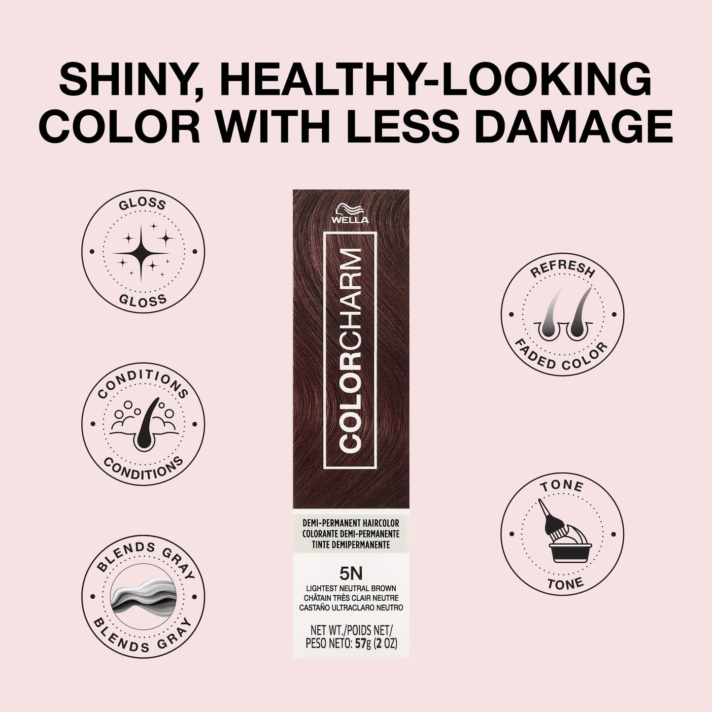 COLORCHARM Demi Permanent Hair Color | 5N Lightest Neutral Brown | Gloss, Refresh & Tone | 2 Fl Oz