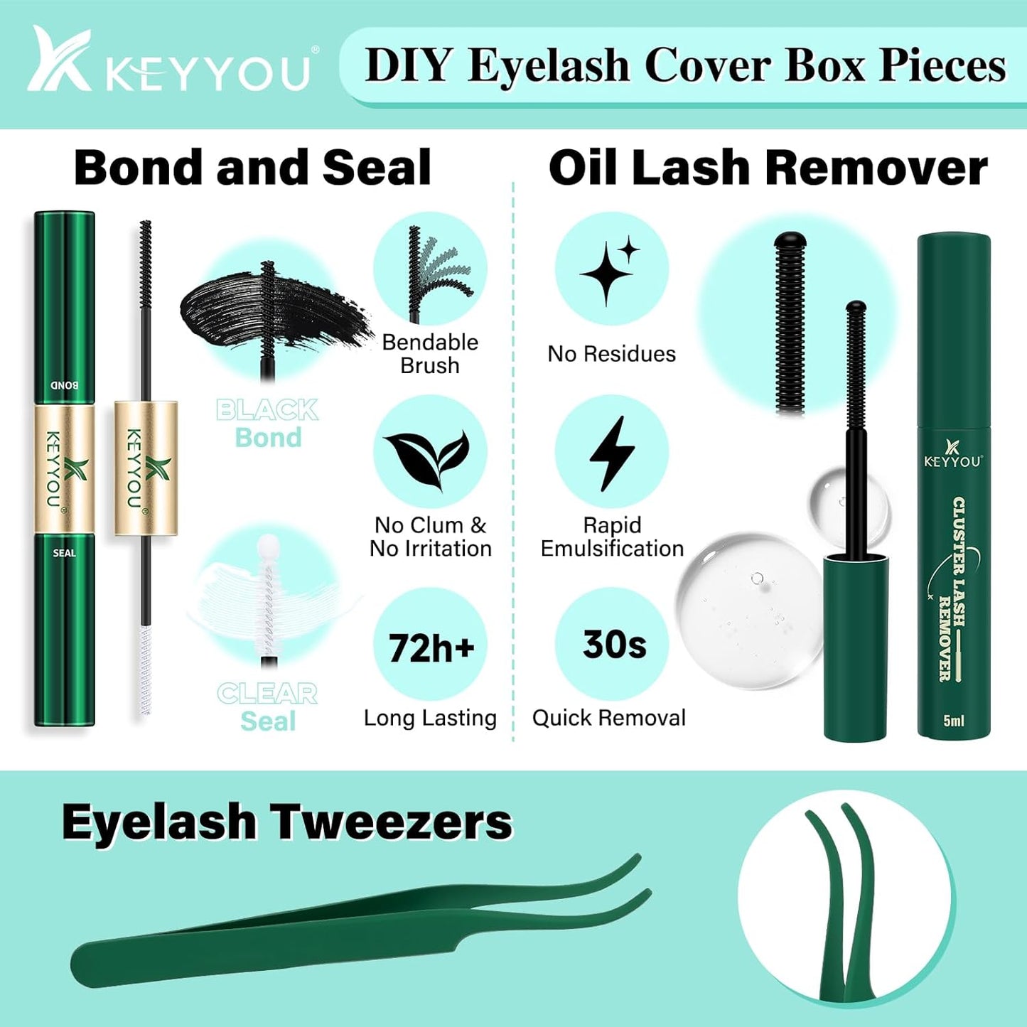 DIY Lash Extension Kit - 280 Soft Cluster Lashes, 100D Curl, Easy Application with Bond & Seal