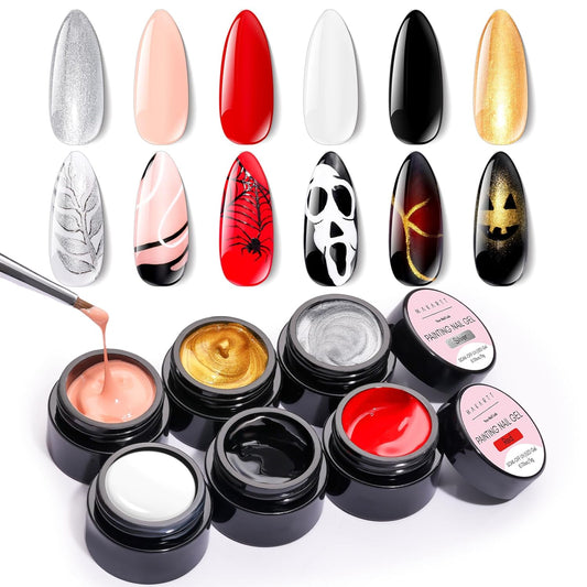 Ombre Gel Nail Polish Kit - 6 Colors for Gradient Blush Effect | Upgrade Pat Painting Gel with Sponge & Brush for Winter Manicure
