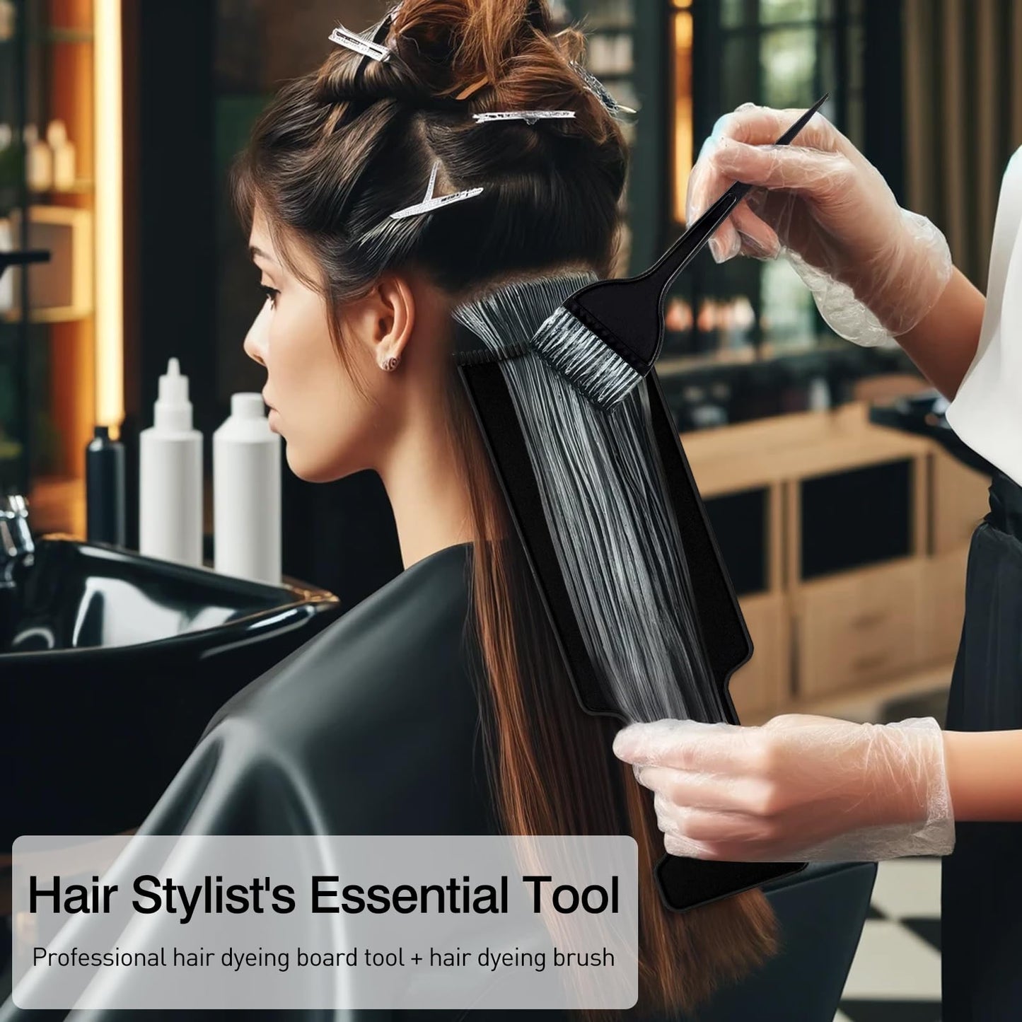 Jaasuee 4-Piece Balayage Highlighting Kit - Black Nylon Combs & Brush for Salon & Home Use