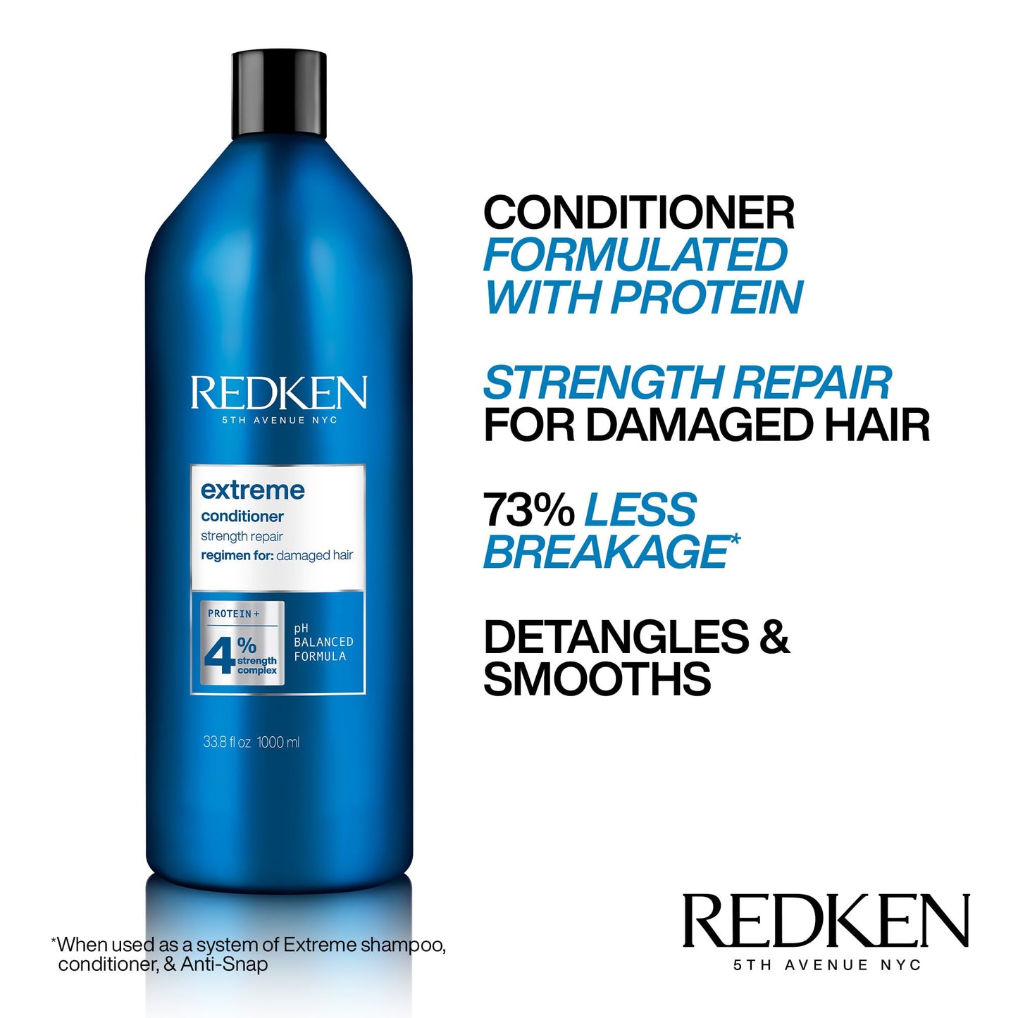 Redken Extreme Conditioner | Anti-Breakage & Protection for Damaged Hair | Infused With Proteins | 33.8 Fl Oz