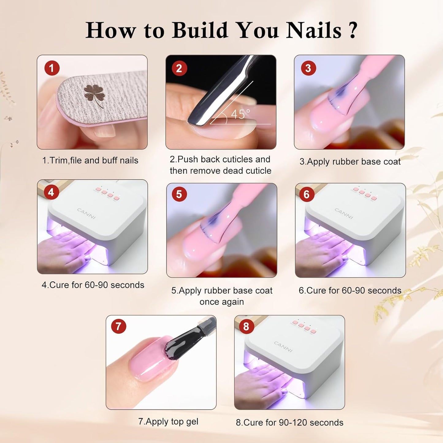 Jelly Nude Pink Gel Nail Polish Set - 6 Pcs Soak Off LED Gel Manicure Kit