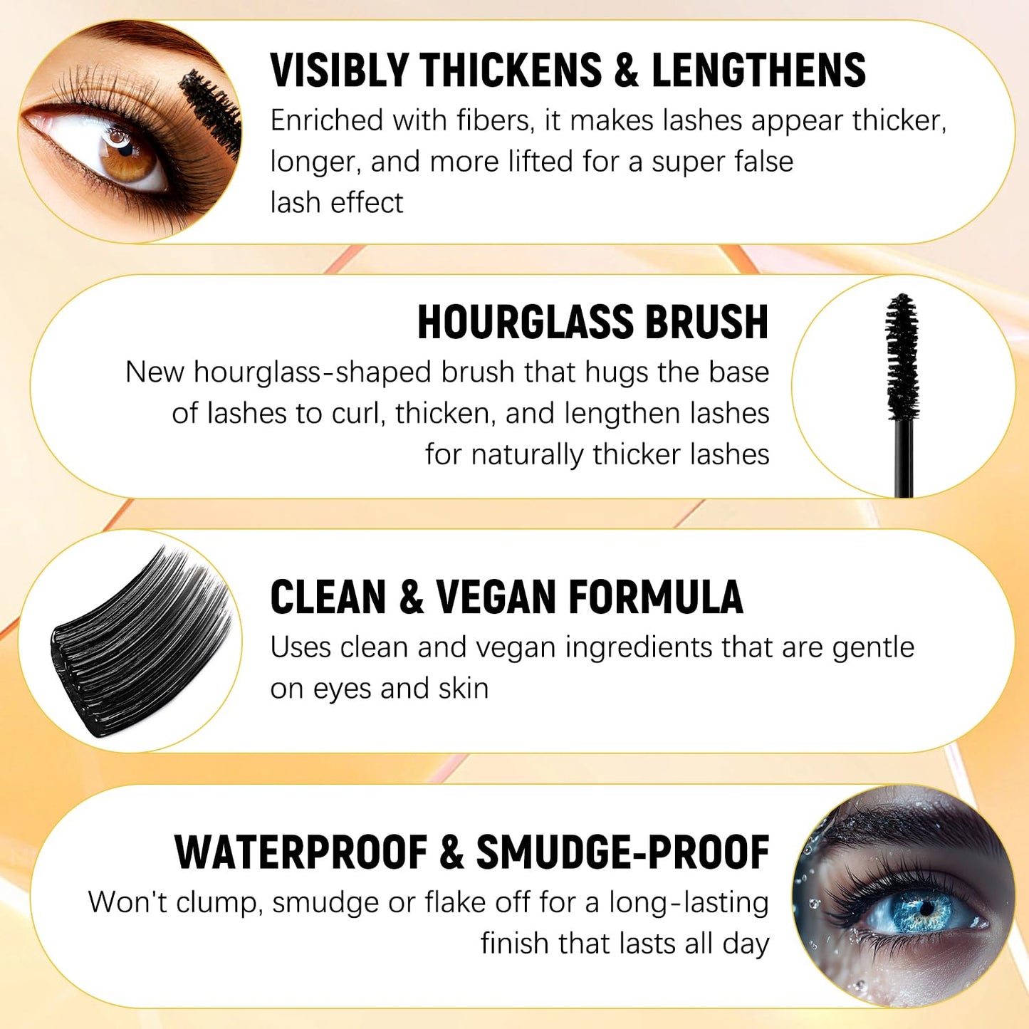2 Pcs Bubble Mascara - Colossal Bubble Mascara, Waterproof, Smudge-Proof, Clump-Proof, Volumizing Defining, Create Natural Eyelashes