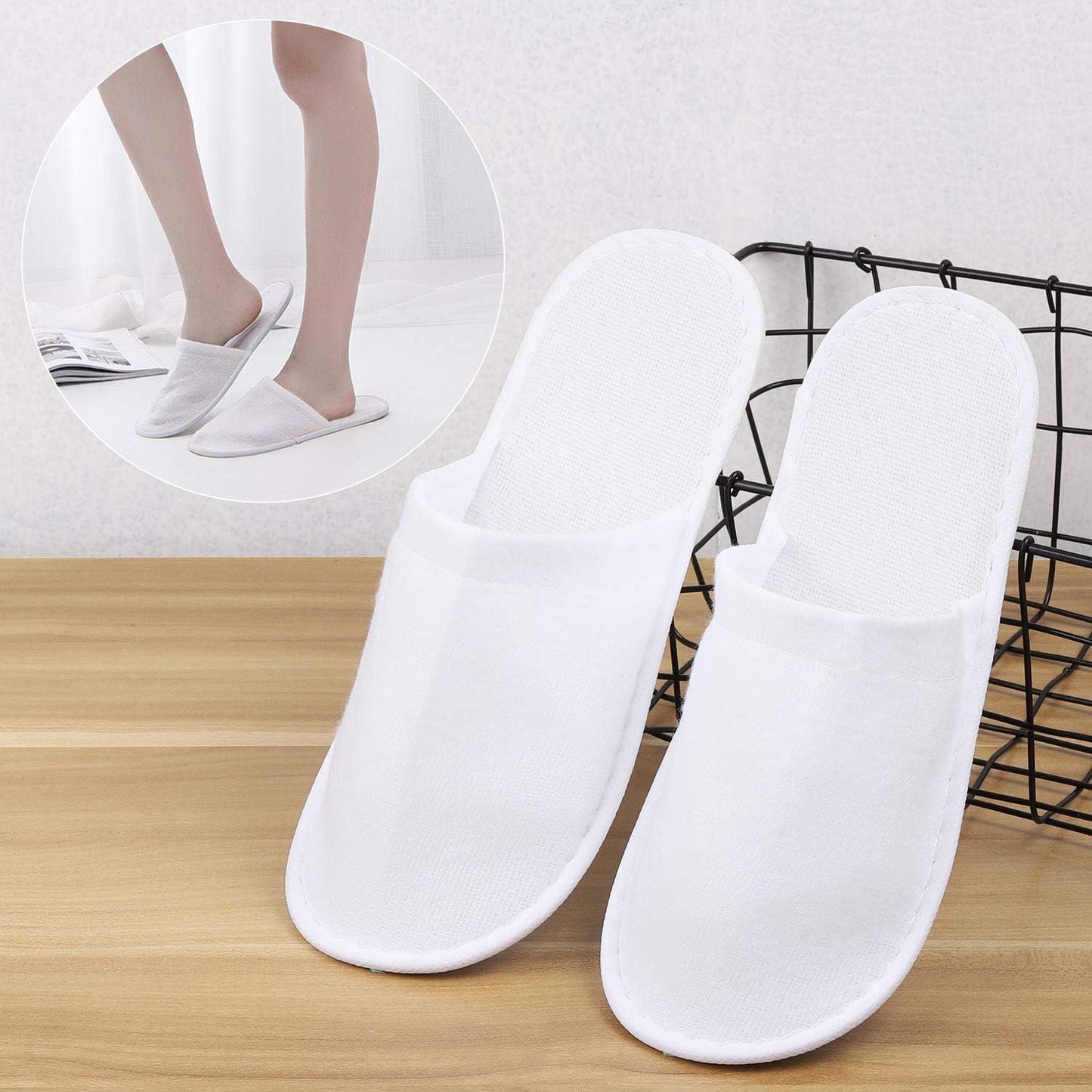Disposable Spa Slippers for Hotel Guests - 24 Pairs Closed Toe Flip Flops, Super Comfort