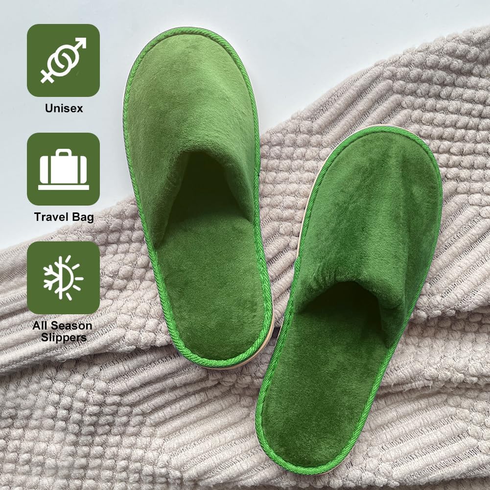 Non-Slip Disposable Slippers - 2-6 Pairs, Washable Velvet Closed Toe for Guests, Hotel & Spa